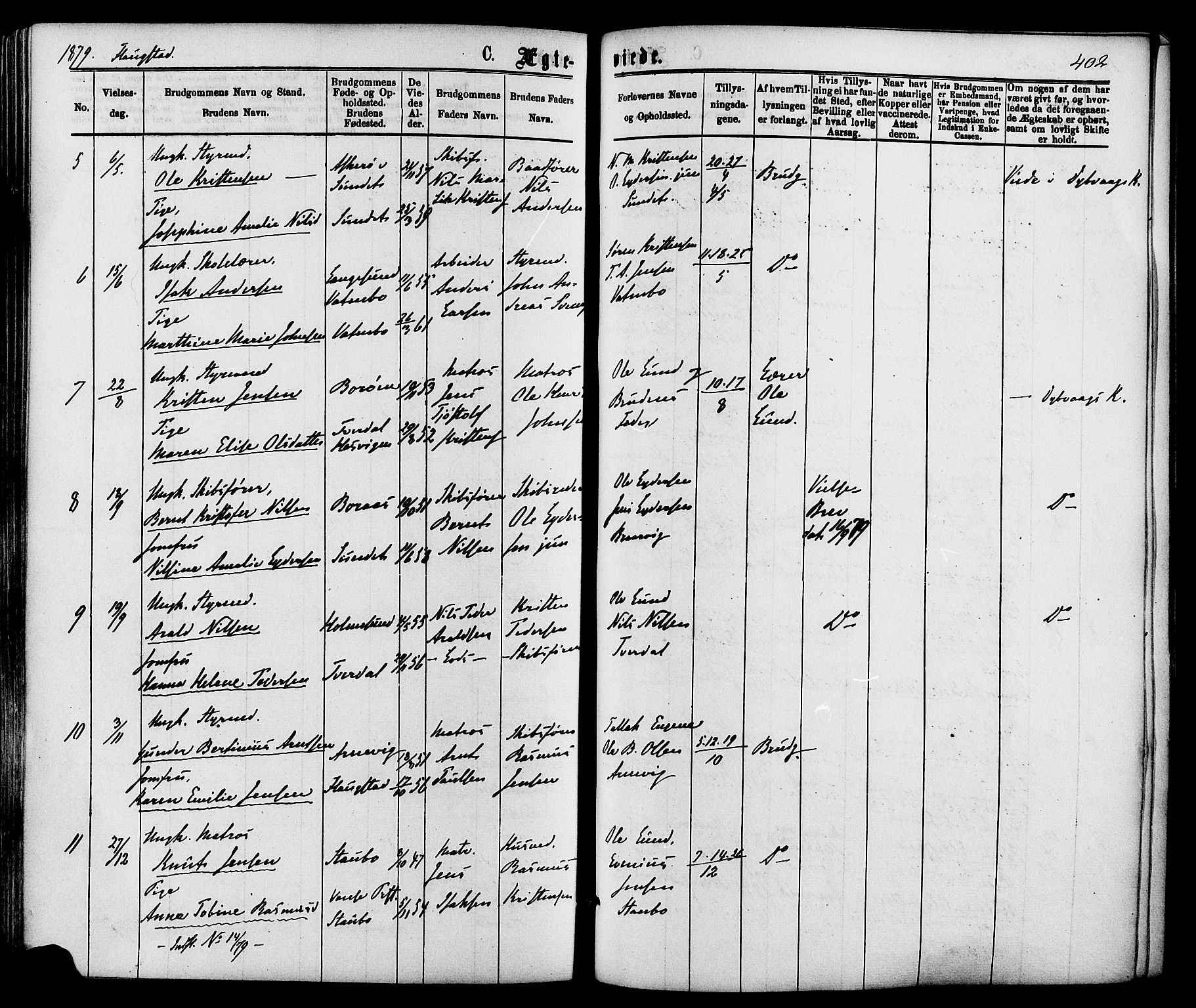 Dypvåg sokneprestkontor, AV/SAK-1111-0007/F/Fa/Faa/L0007: Parish register (official) no. A 7 /2, 1877-1884, p. 402