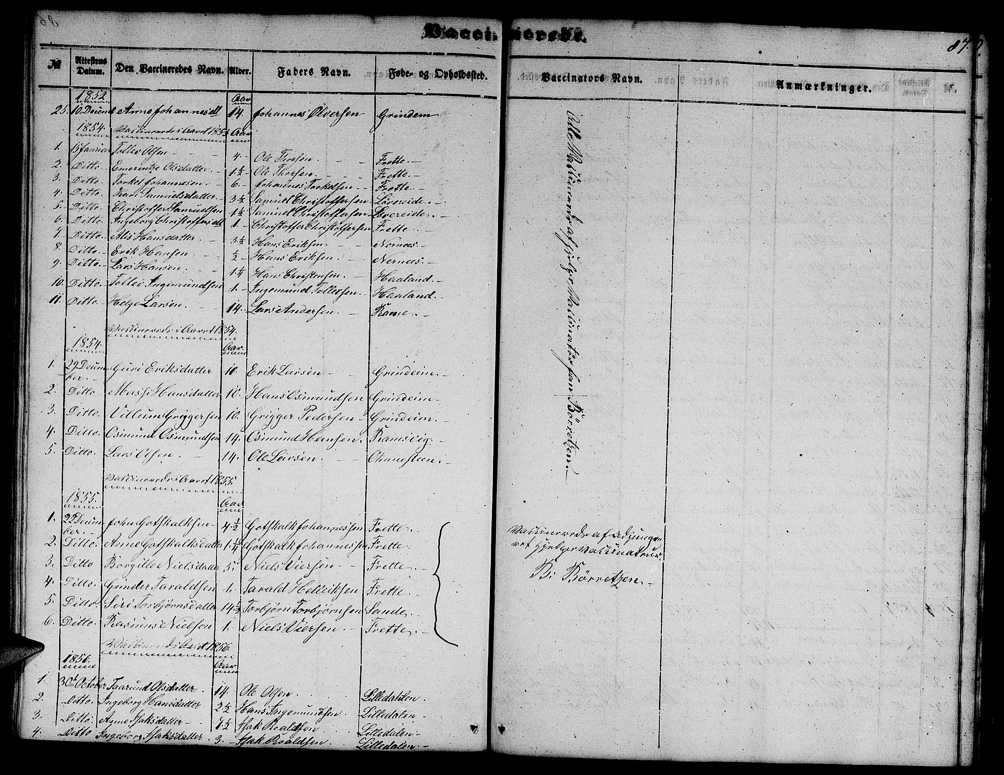 Etne sokneprestembete, SAB/A-75001/H/Hab: Parish register (copy) no. C 2, 1851-1865, p. 87