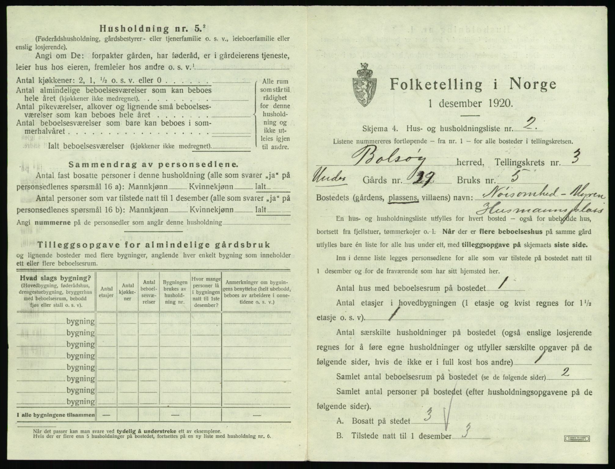 SAT, 1920 census for Bolsøy, 1920, p. 529