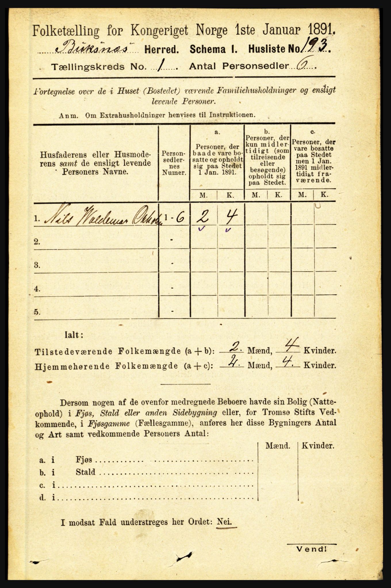 RA, 1891 census for 1860 Buksnes, 1891, p. 218