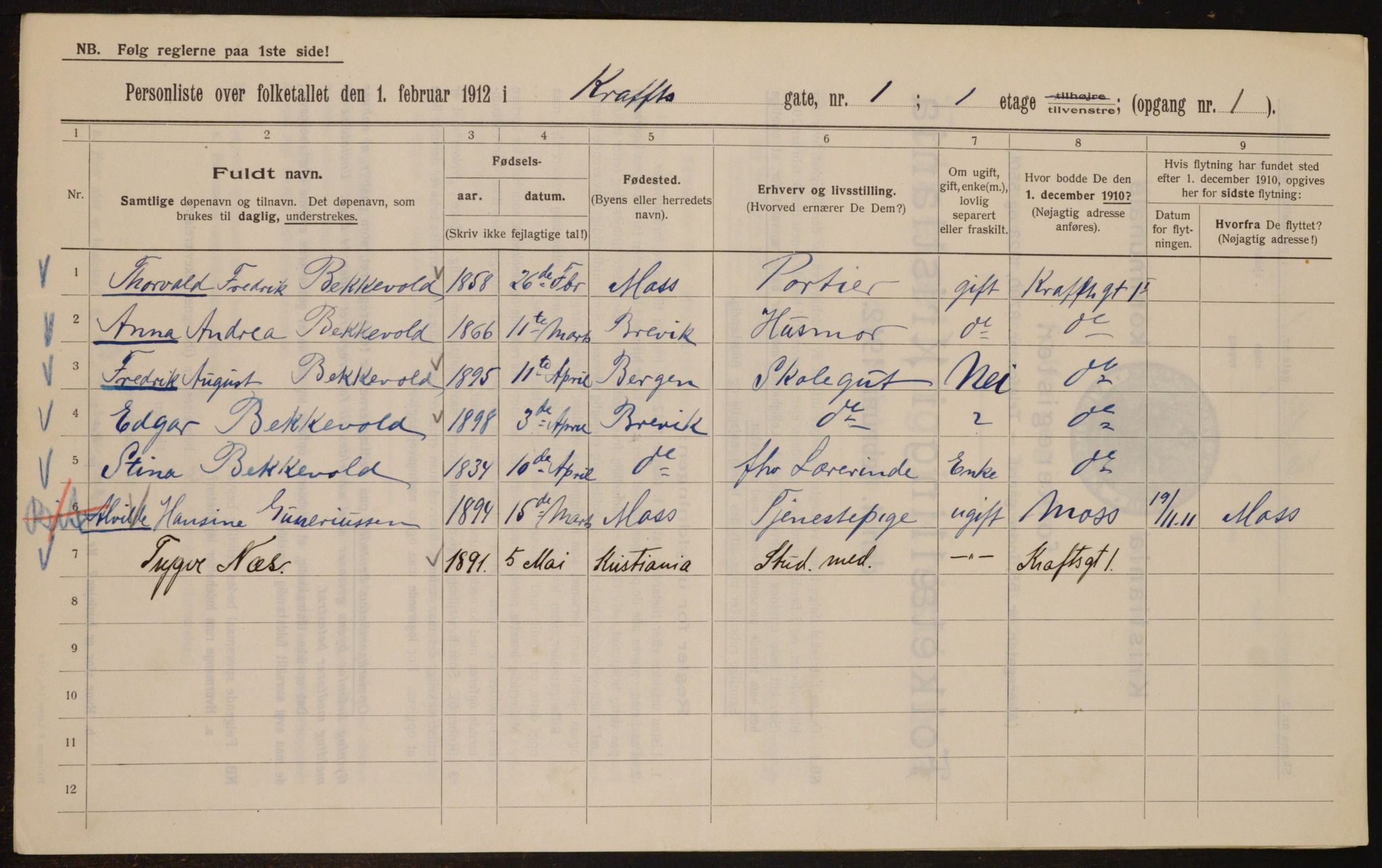 OBA, Municipal Census 1912 for Kristiania, 1912, p. 54181