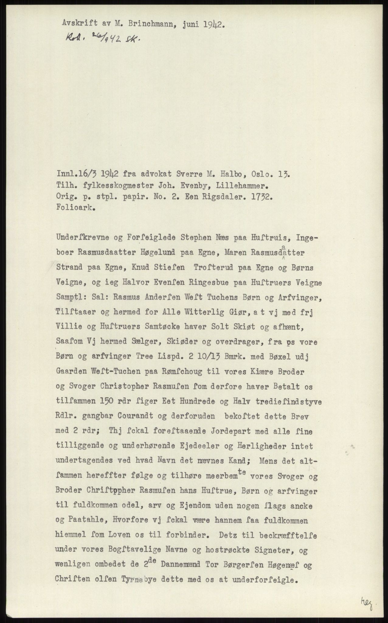 Samlinger til kildeutgivelse, Diplomavskriftsamlingen, AV/RA-EA-4053/H/Ha, p. 332