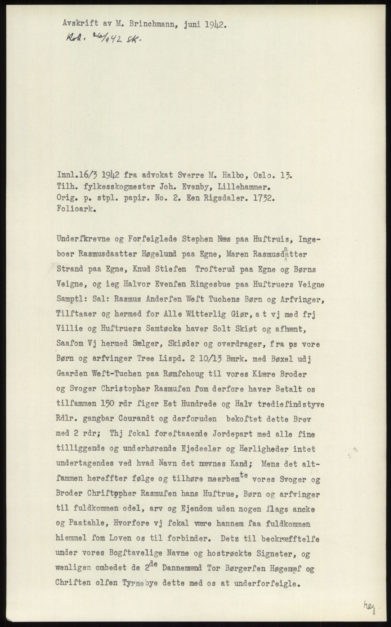 Samlinger til kildeutgivelse, Diplomavskriftsamlingen, RA/EA-4053/H/Ha, p. 332