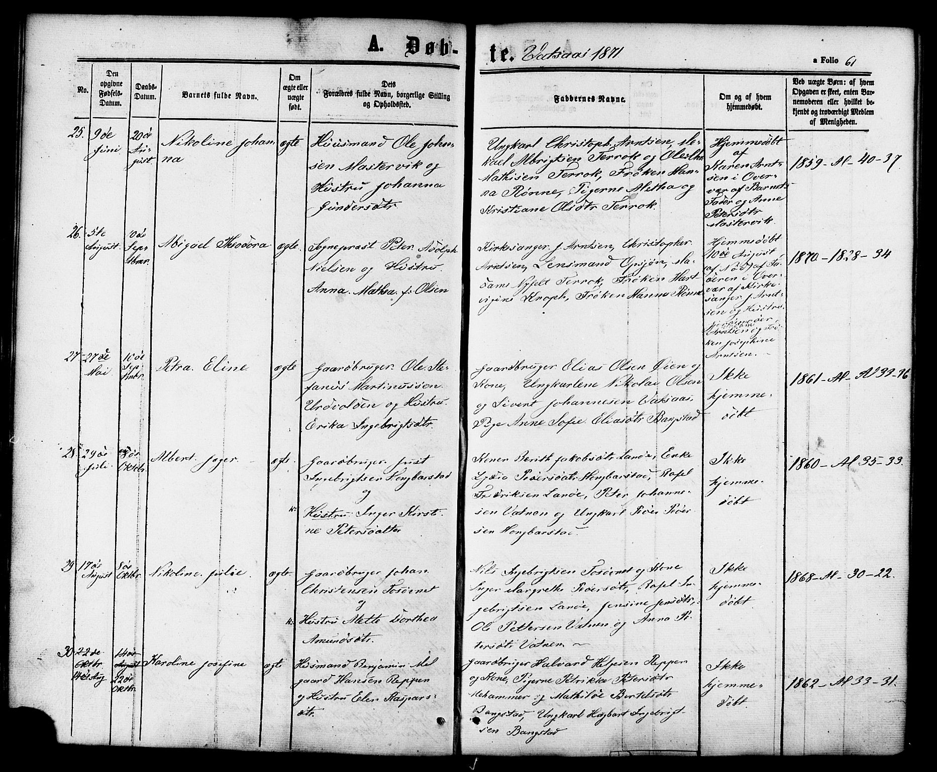 Ministerialprotokoller, klokkerbøker og fødselsregistre - Nordland, SAT/A-1459/810/L0146: Parish register (official) no. 810A08 /1, 1862-1874, p. 61