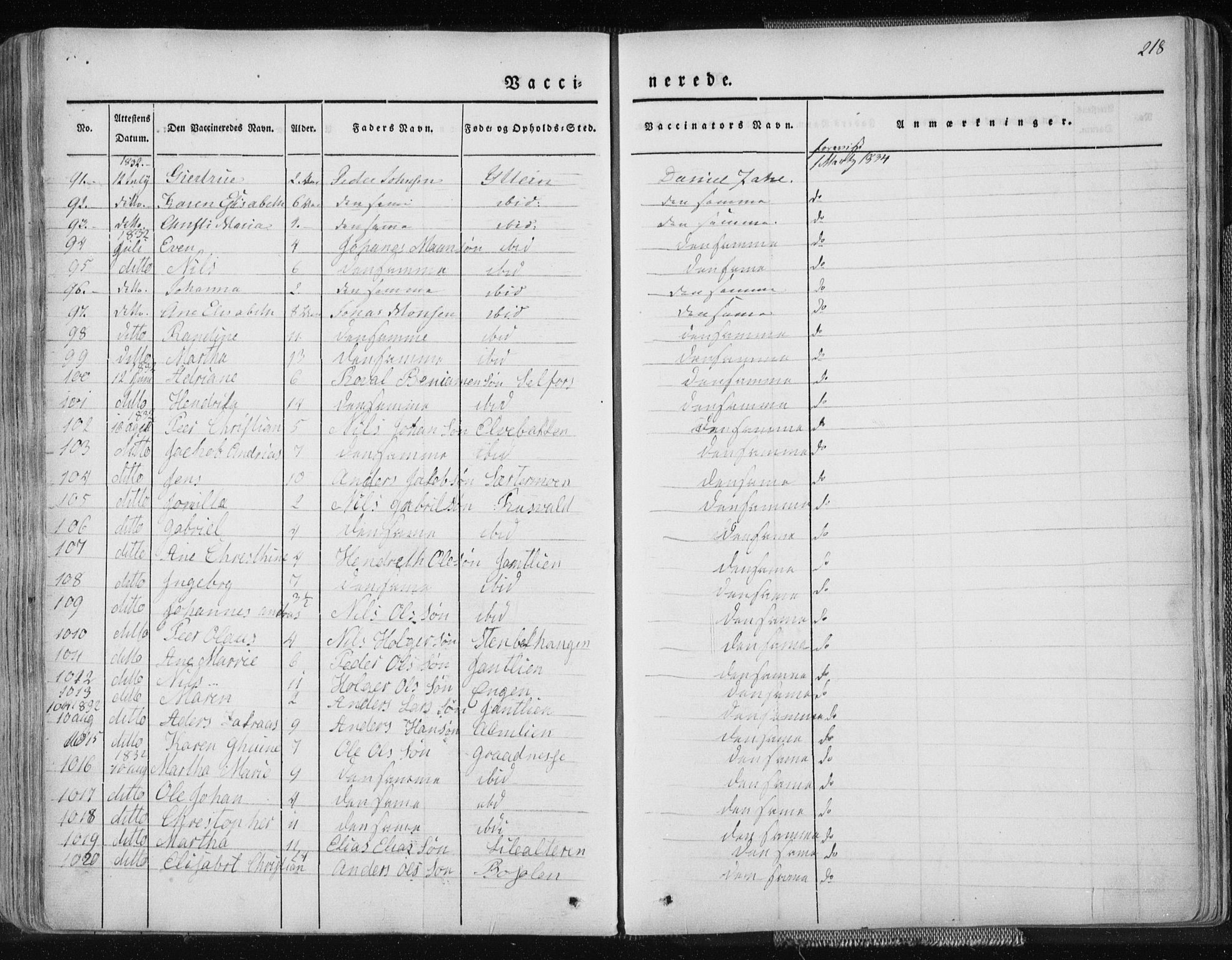 Ministerialprotokoller, klokkerbøker og fødselsregistre - Nordland, AV/SAT-A-1459/827/L0390: Parish register (official) no. 827A02, 1826-1841, p. 218