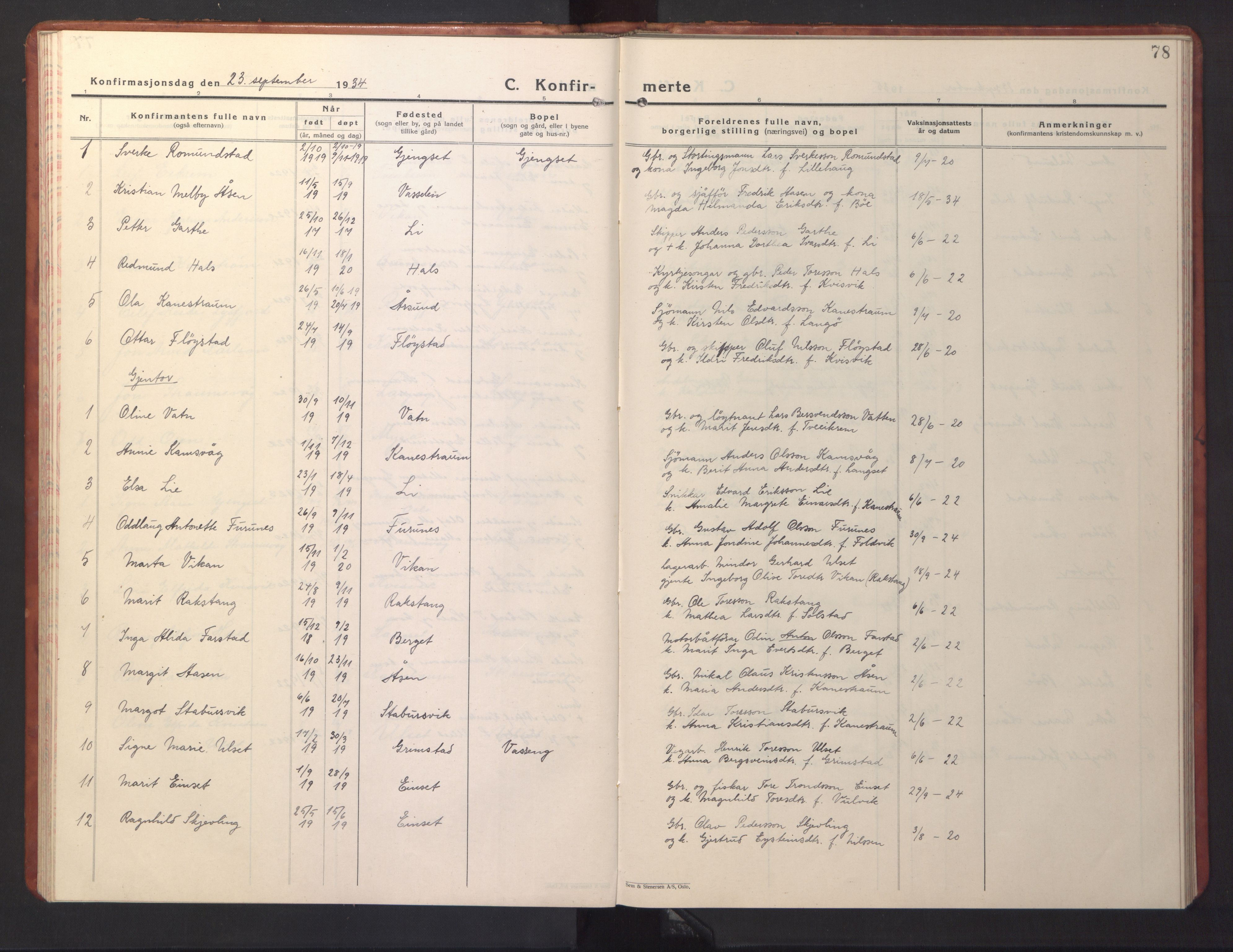 Ministerialprotokoller, klokkerbøker og fødselsregistre - Møre og Romsdal, AV/SAT-A-1454/587/L1002: Parish register (copy) no. 587C02, 1926-1951, p. 78