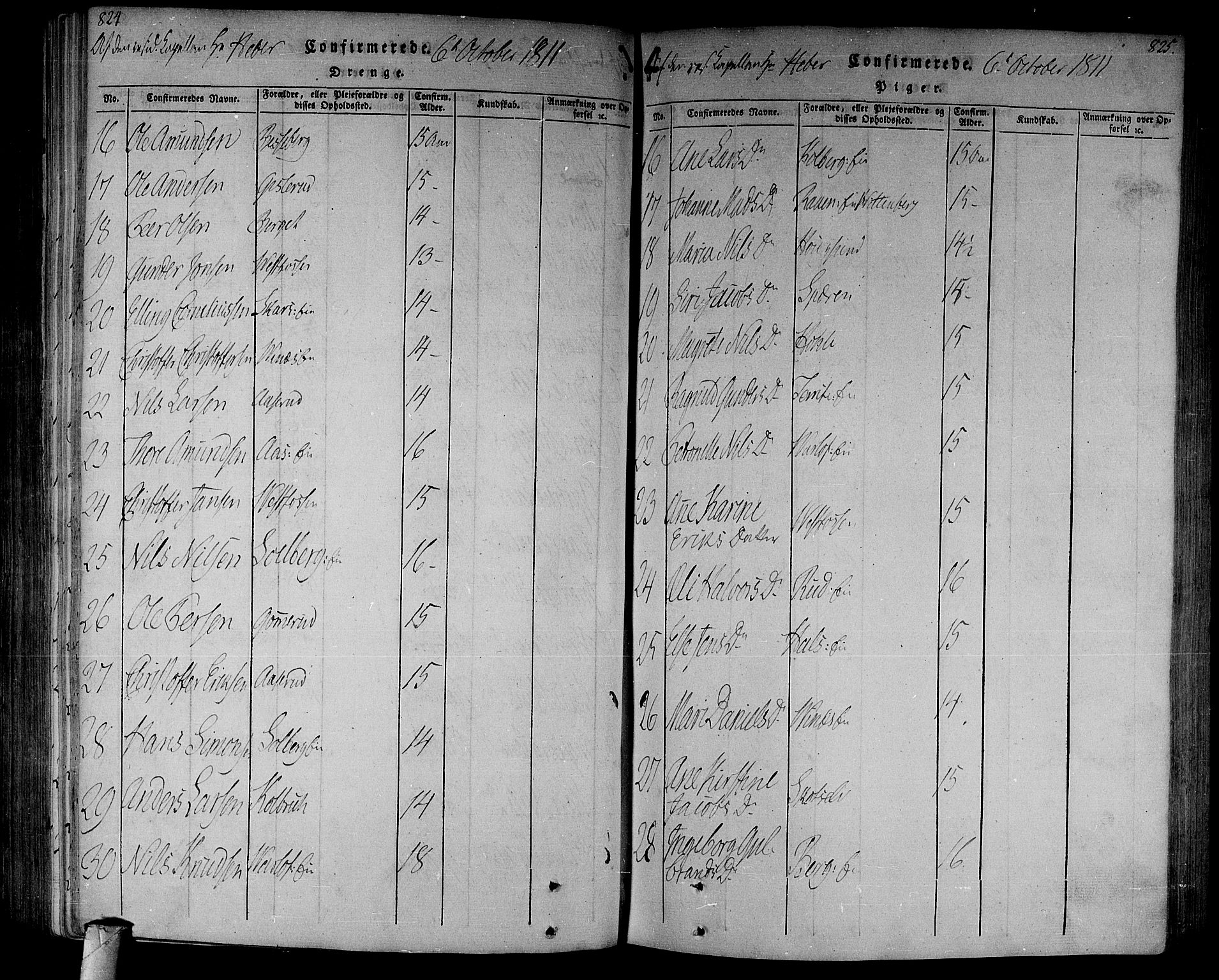 Eiker kirkebøker, AV/SAKO-A-4/F/Fa/L0010: Parish register (official) no. I 10, 1806-1815, p. 824-825