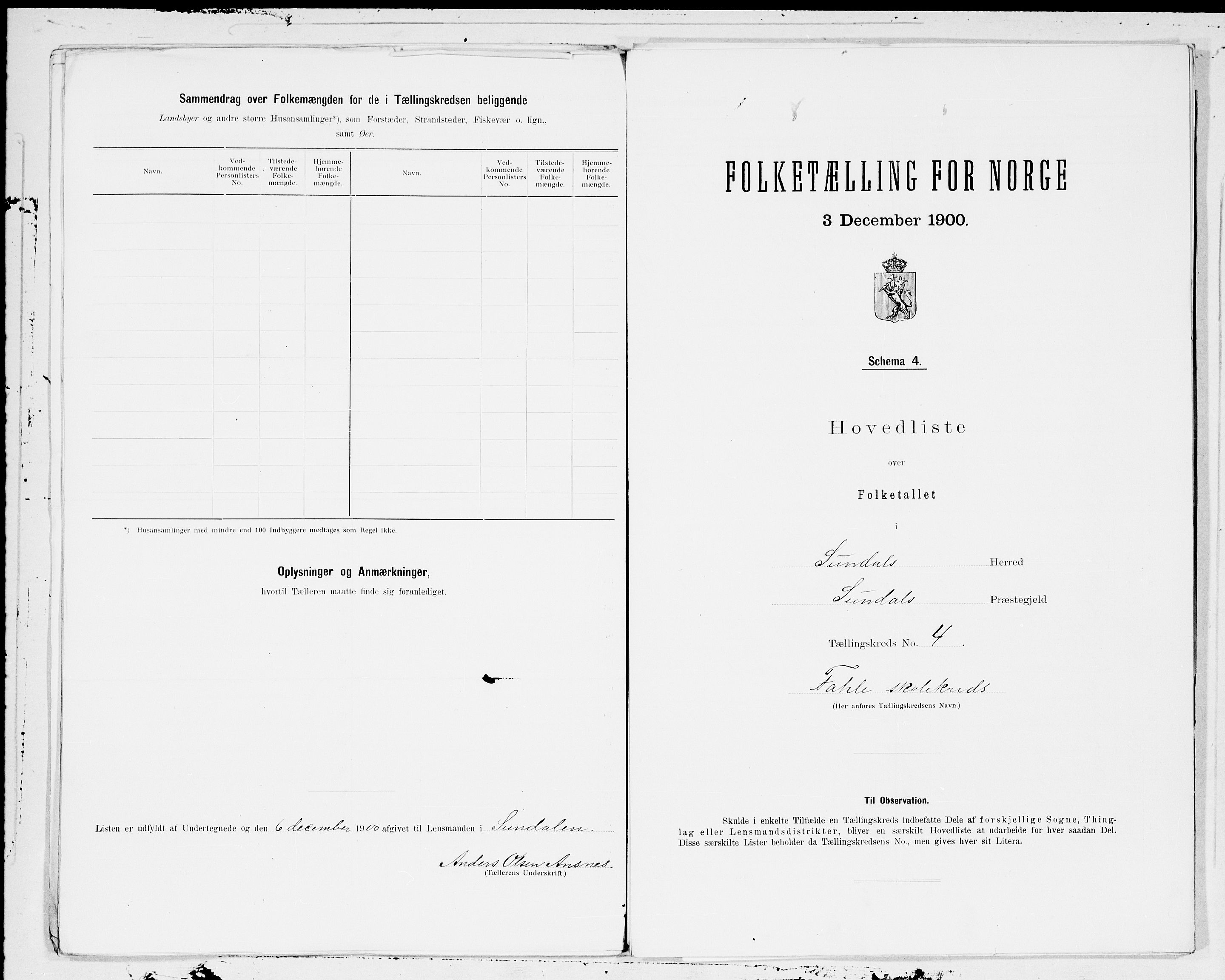 SAT, 1900 census for Sunndal, 1900, p. 8