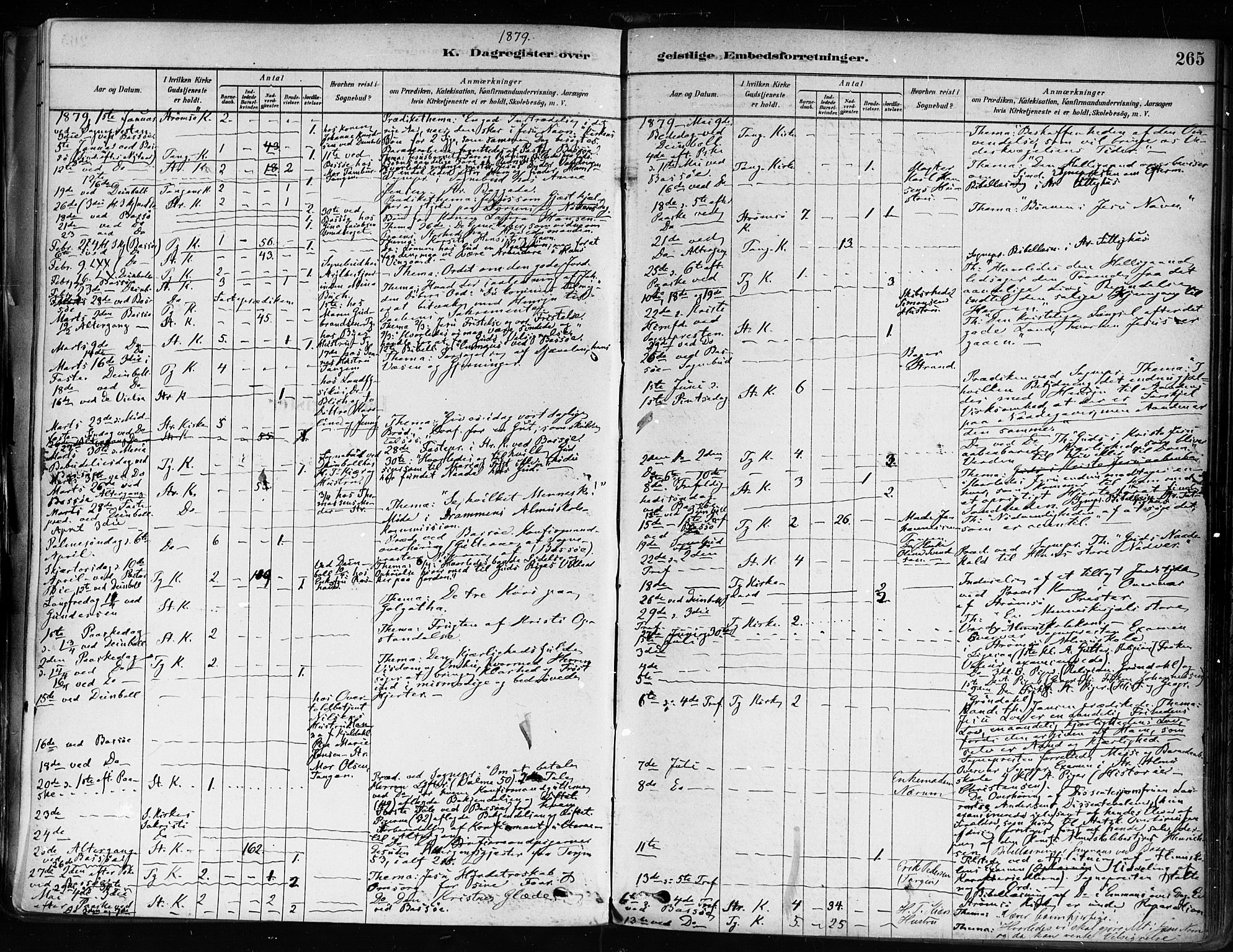 Strømsø kirkebøker, AV/SAKO-A-246/F/Fa/L0022: Parish register (official) no. I 22, 1879-1899, p. 265