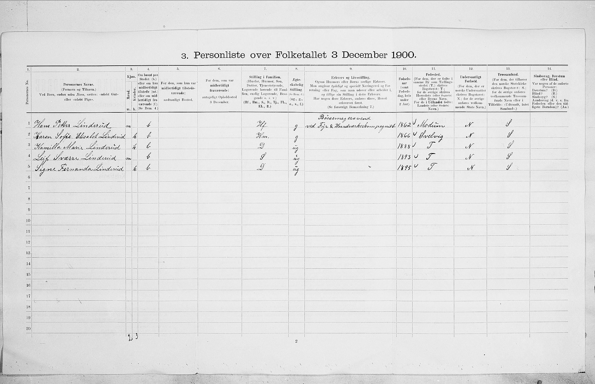 SAO, 1900 census for Kristiania, 1900, p. 77178