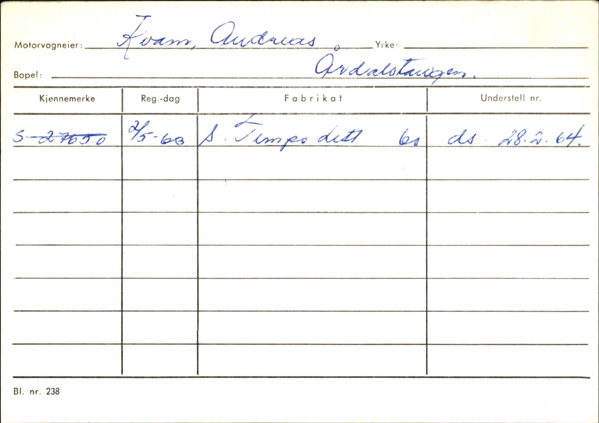 Statens vegvesen, Sogn og Fjordane vegkontor, AV/SAB-A-5301/4/F/L0145: Registerkort Vågsøy S-Å. Årdal I-P, 1945-1975, p. 1267