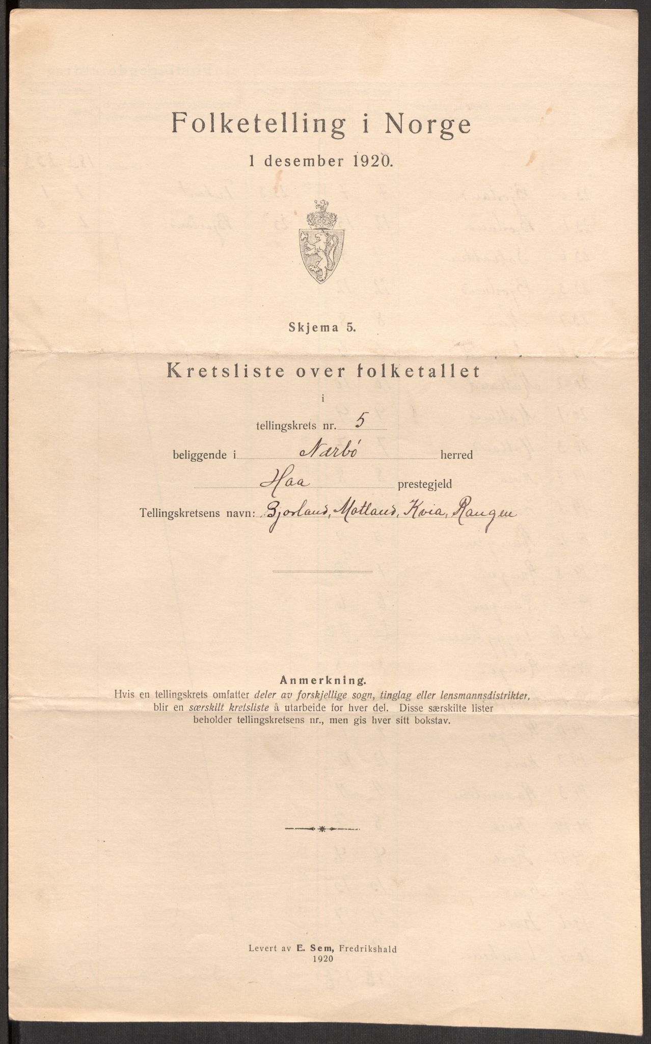 SAST, 1920 census for Nærbø, 1920, p. 19