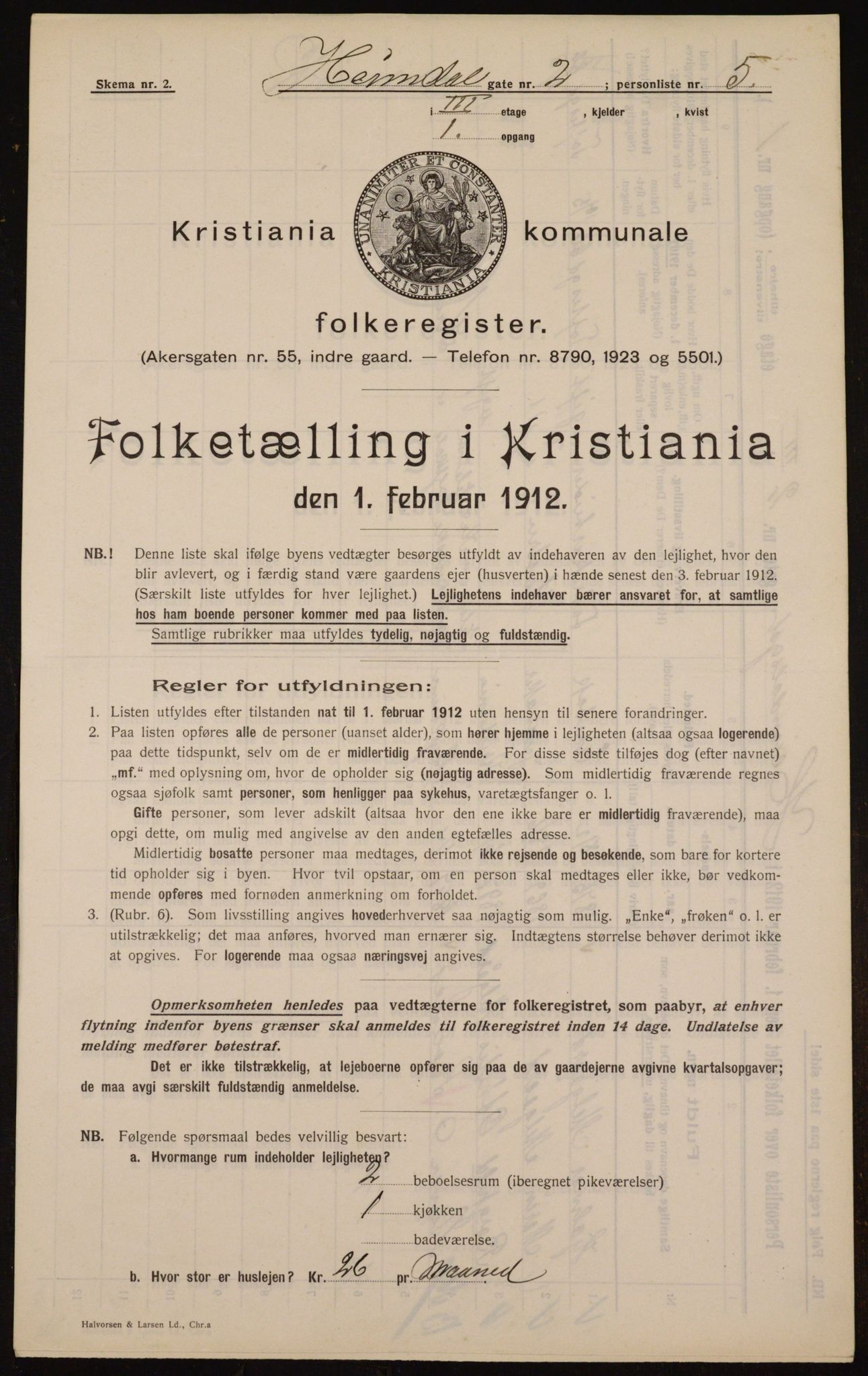 OBA, Municipal Census 1912 for Kristiania, 1912, p. 36961