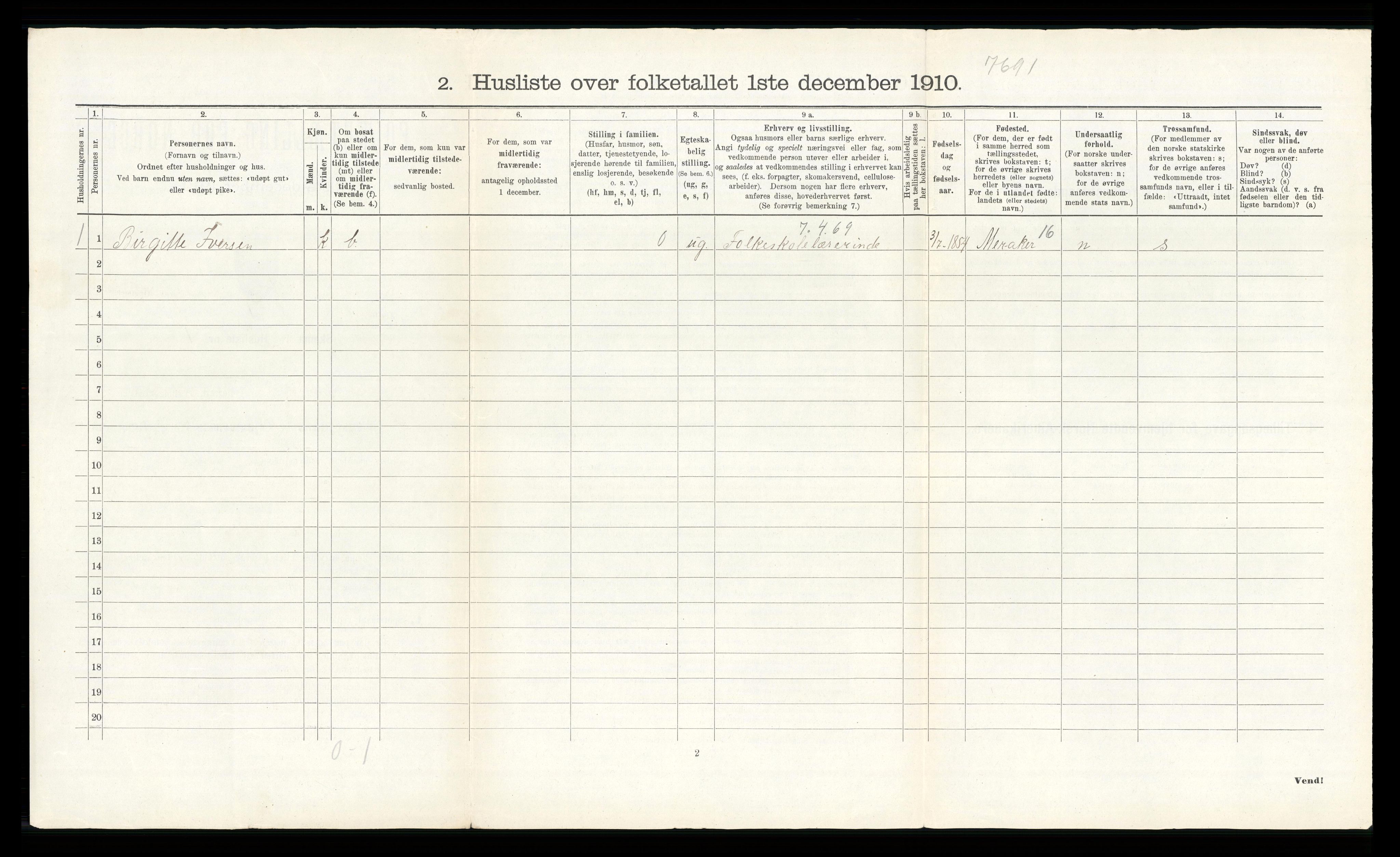 RA, 1910 census for Modum, 1910, p. 2841