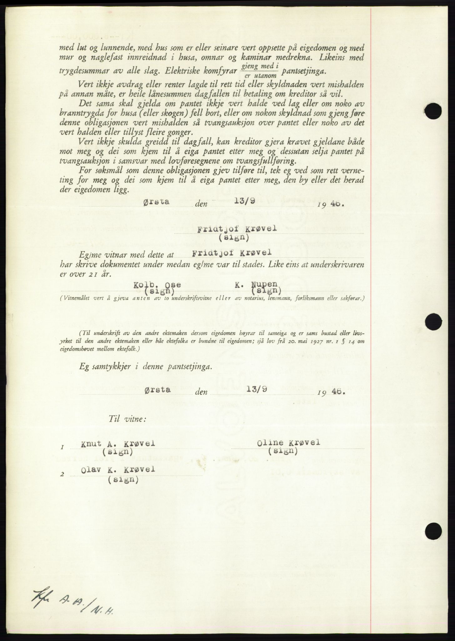 Nordmøre sorenskriveri, AV/SAT-A-4132/1/2/2Ca: Mortgage book no. B95, 1946-1947, Diary no: : 2633/1946