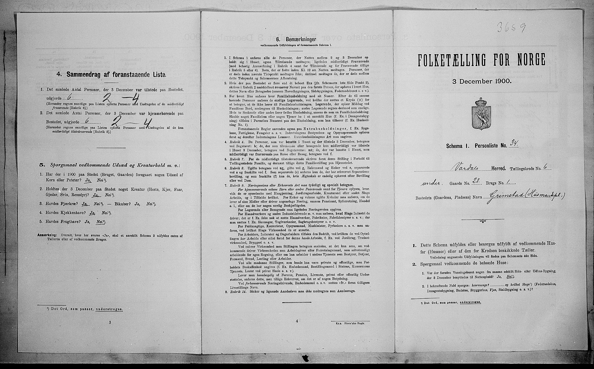 SAH, 1900 census for Vardal, 1900, p. 470