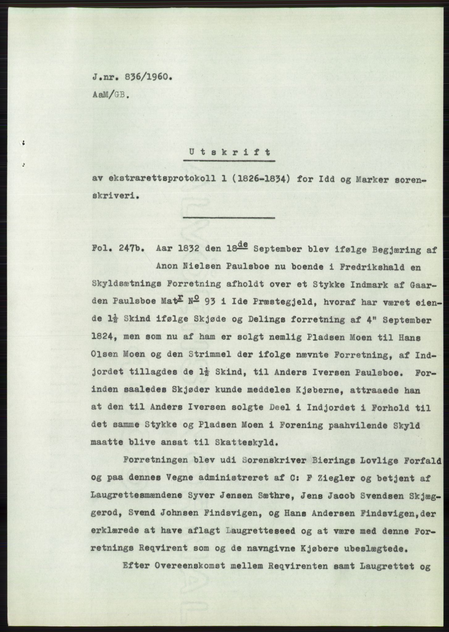 Statsarkivet i Oslo, SAO/A-10621/Z/Zd/L0012: Avskrifter, j.nr 802-1722/1960, 1960, p. 63