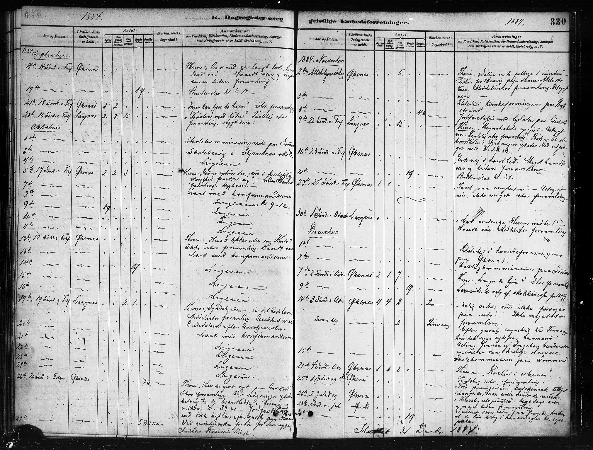 Ministerialprotokoller, klokkerbøker og fødselsregistre - Nordland, AV/SAT-A-1459/893/L1335: Parish register (official) no. 893A08 /1, 1878-1884, p. 330