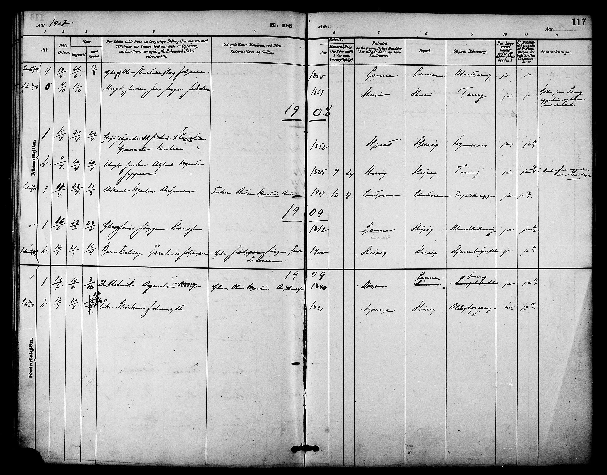 Ministerialprotokoller, klokkerbøker og fødselsregistre - Nordland, SAT/A-1459/840/L0580: Parish register (official) no. 840A02, 1887-1909, p. 117