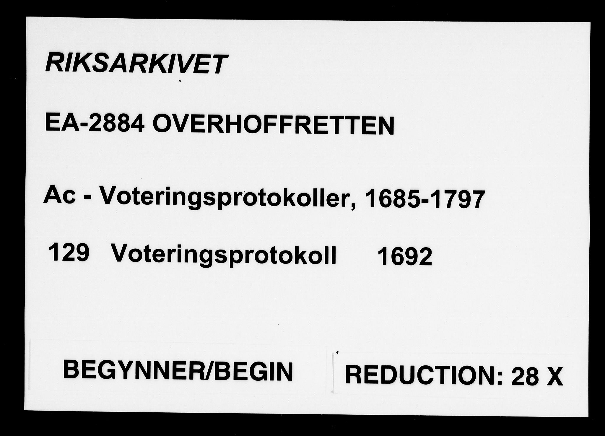 Overhoffretten 1667-1797, AV/RA-EA-2884/Ac/L0129: Voteringsprotokoll, 1692