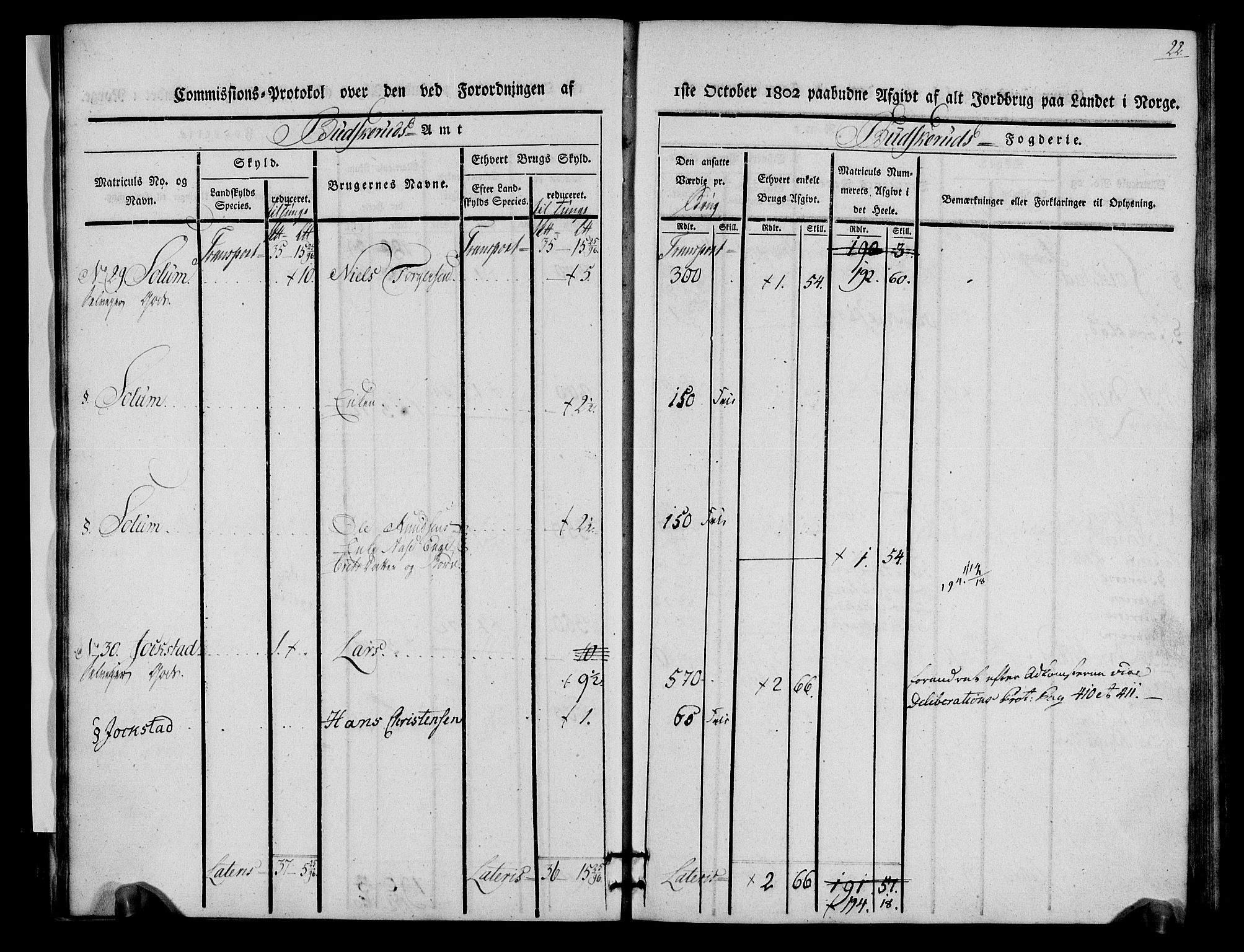 Rentekammeret inntil 1814, Realistisk ordnet avdeling, AV/RA-EA-4070/N/Ne/Nea/L0060: Buskerud fogderi. Kommisjonsprotokoll for Sigdal prestegjeld, 1803, p. 22