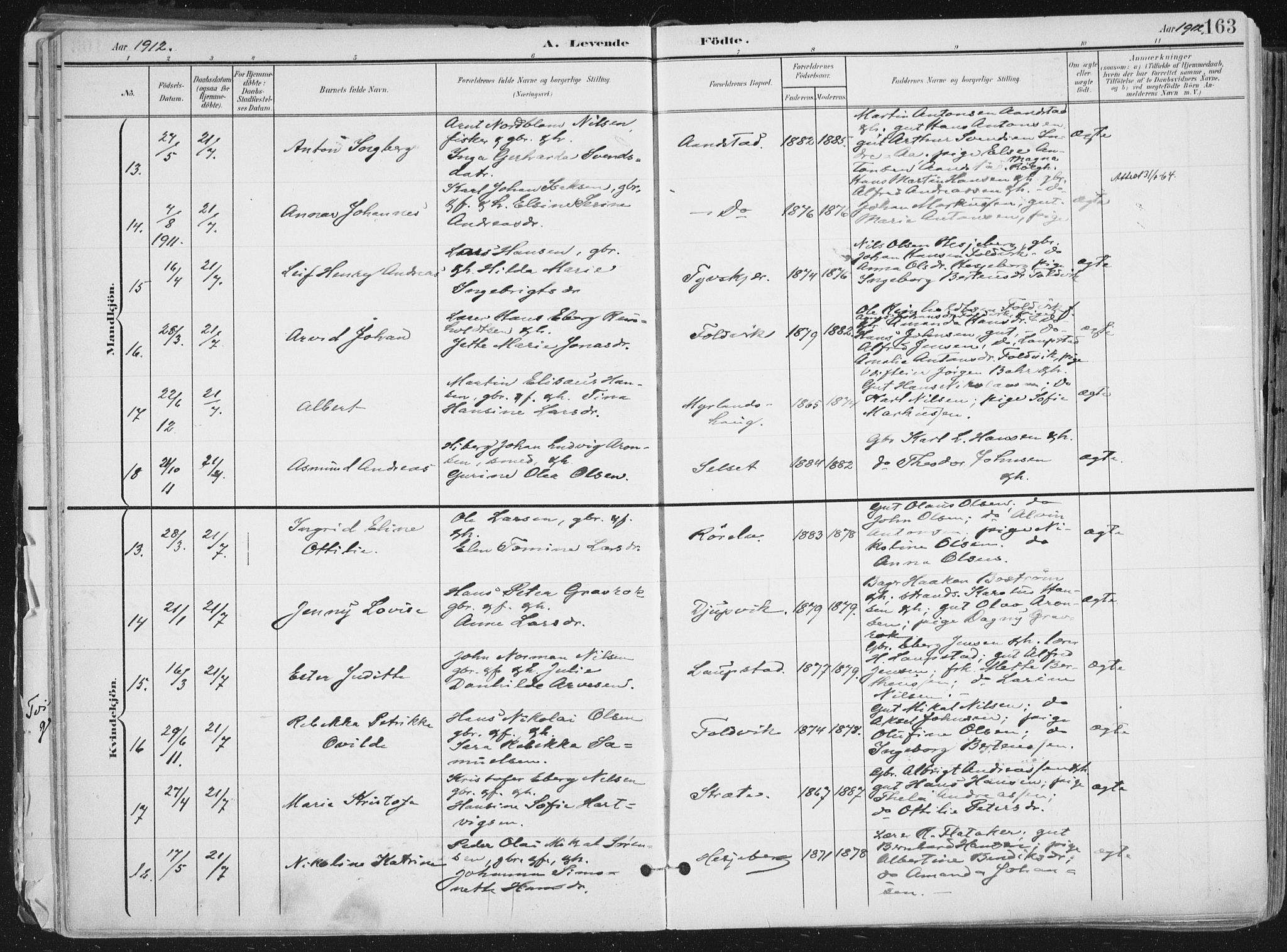 Ibestad sokneprestembete, SATØ/S-0077/H/Ha/Haa/L0017kirke: Parish register (official) no. 17, 1901-1914, p. 163