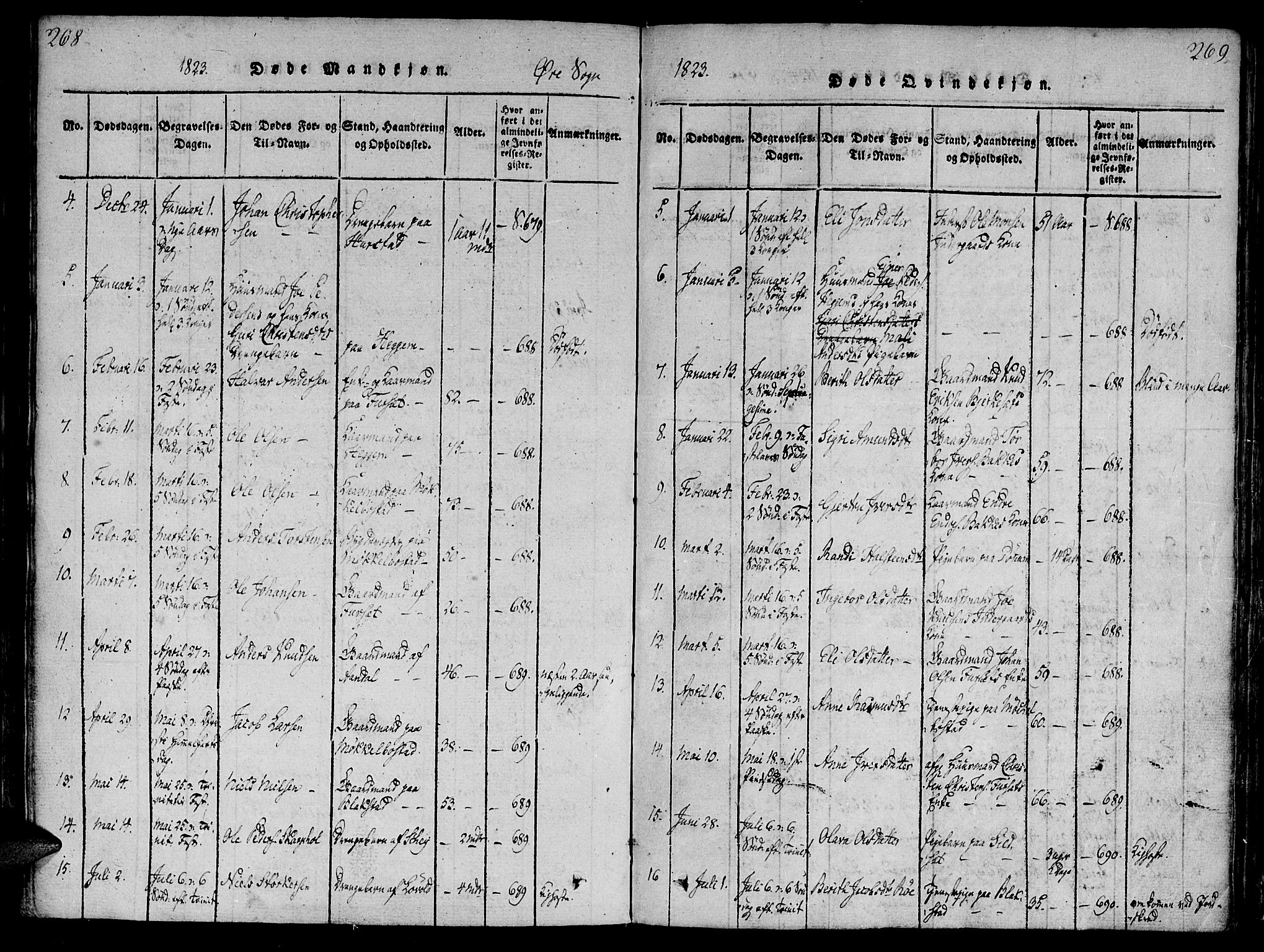 Ministerialprotokoller, klokkerbøker og fødselsregistre - Møre og Romsdal, AV/SAT-A-1454/586/L0982: Parish register (official) no. 586A08, 1819-1829, p. 268-269