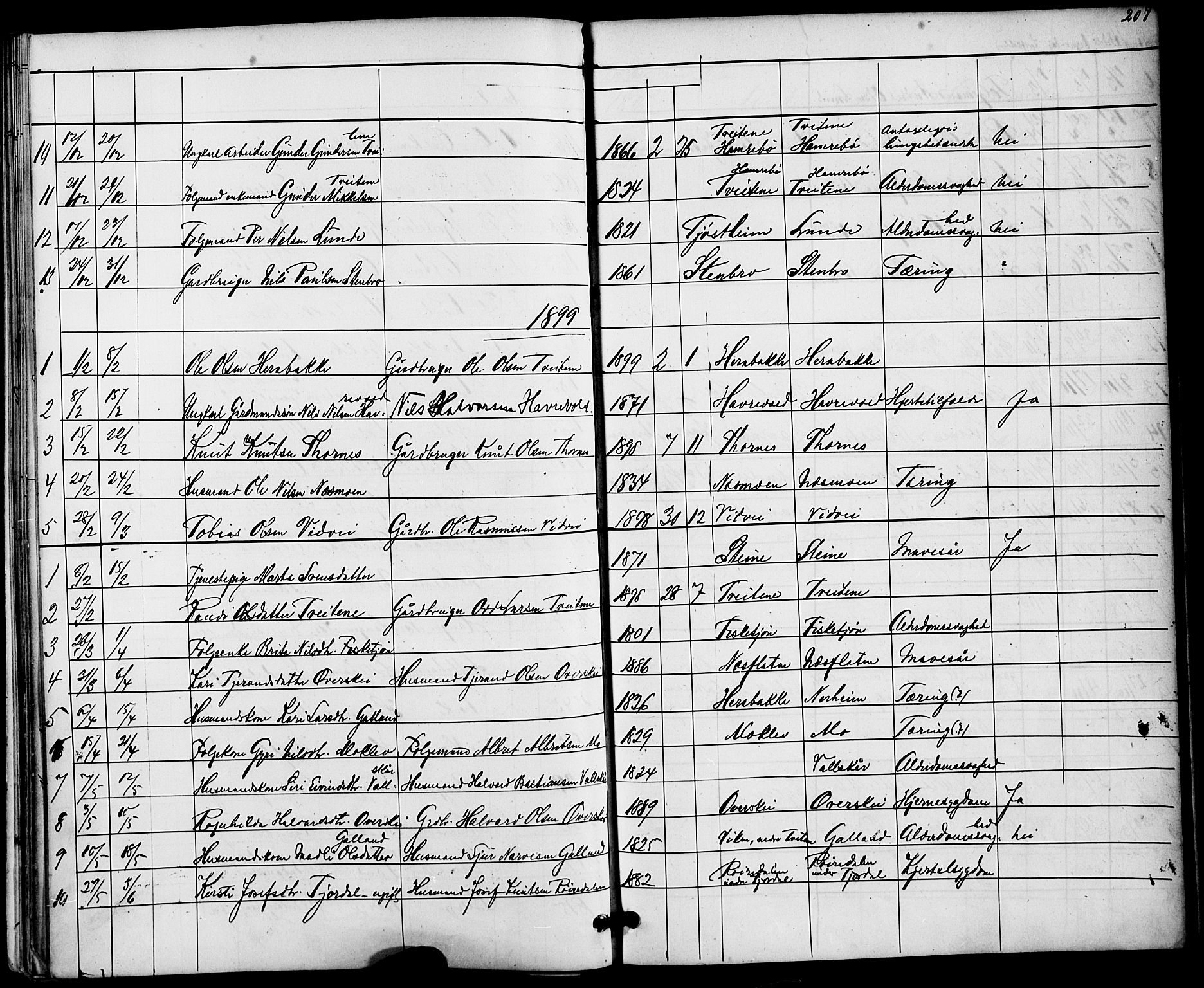 Suldal sokneprestkontor, AV/SAST-A-101845/01/V/L0005: Parish register (copy) no. B 5, 1885-1916, p. 207