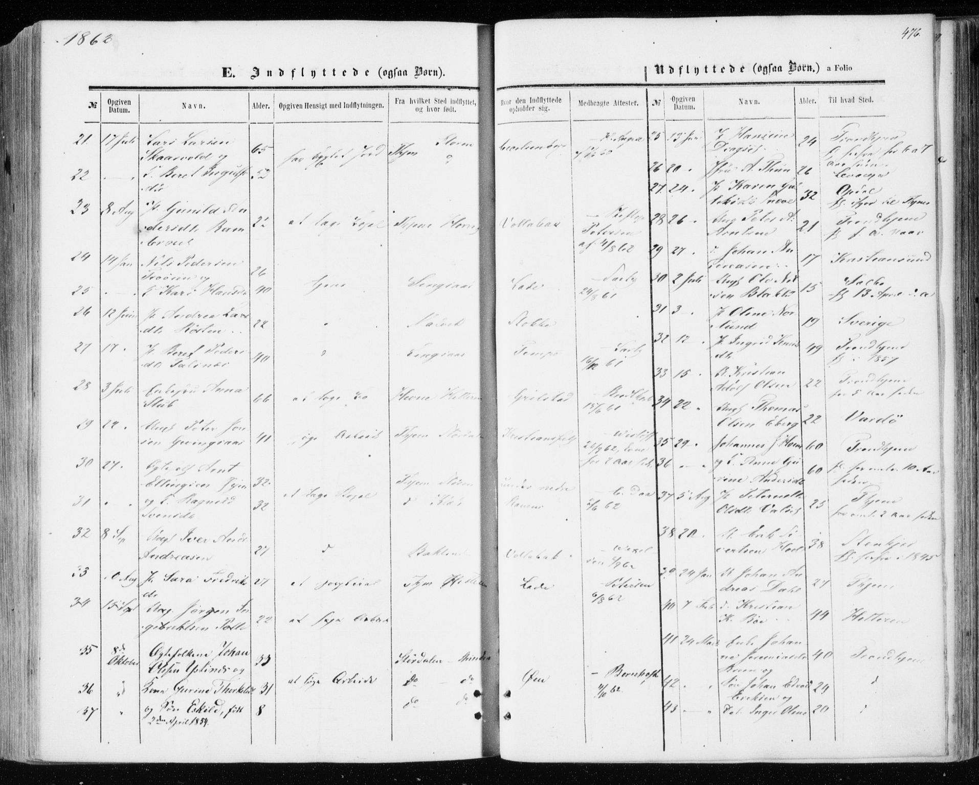 Ministerialprotokoller, klokkerbøker og fødselsregistre - Sør-Trøndelag, AV/SAT-A-1456/606/L0292: Parish register (official) no. 606A07, 1856-1865, p. 476