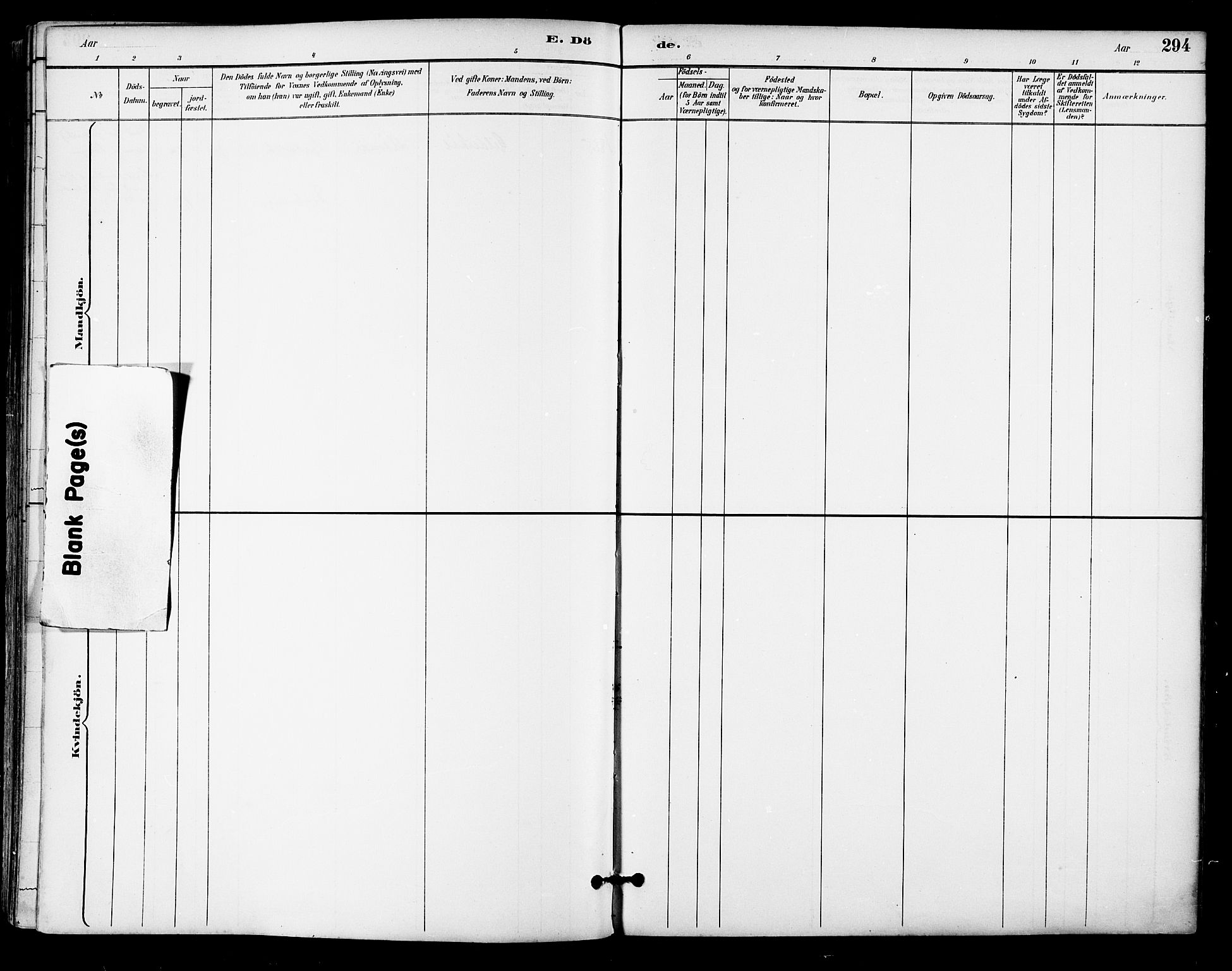 Ministerialprotokoller, klokkerbøker og fødselsregistre - Nordland, AV/SAT-A-1459/805/L0101: Parish register (official) no. 805A07, 1892-1899, p. 294