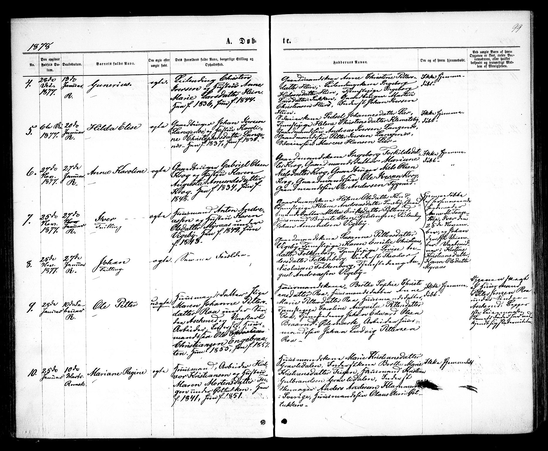 Rødenes prestekontor Kirkebøker, AV/SAO-A-2005/F/Fa/L0008: Parish register (official) no. I 8, 1869-1879, p. 99