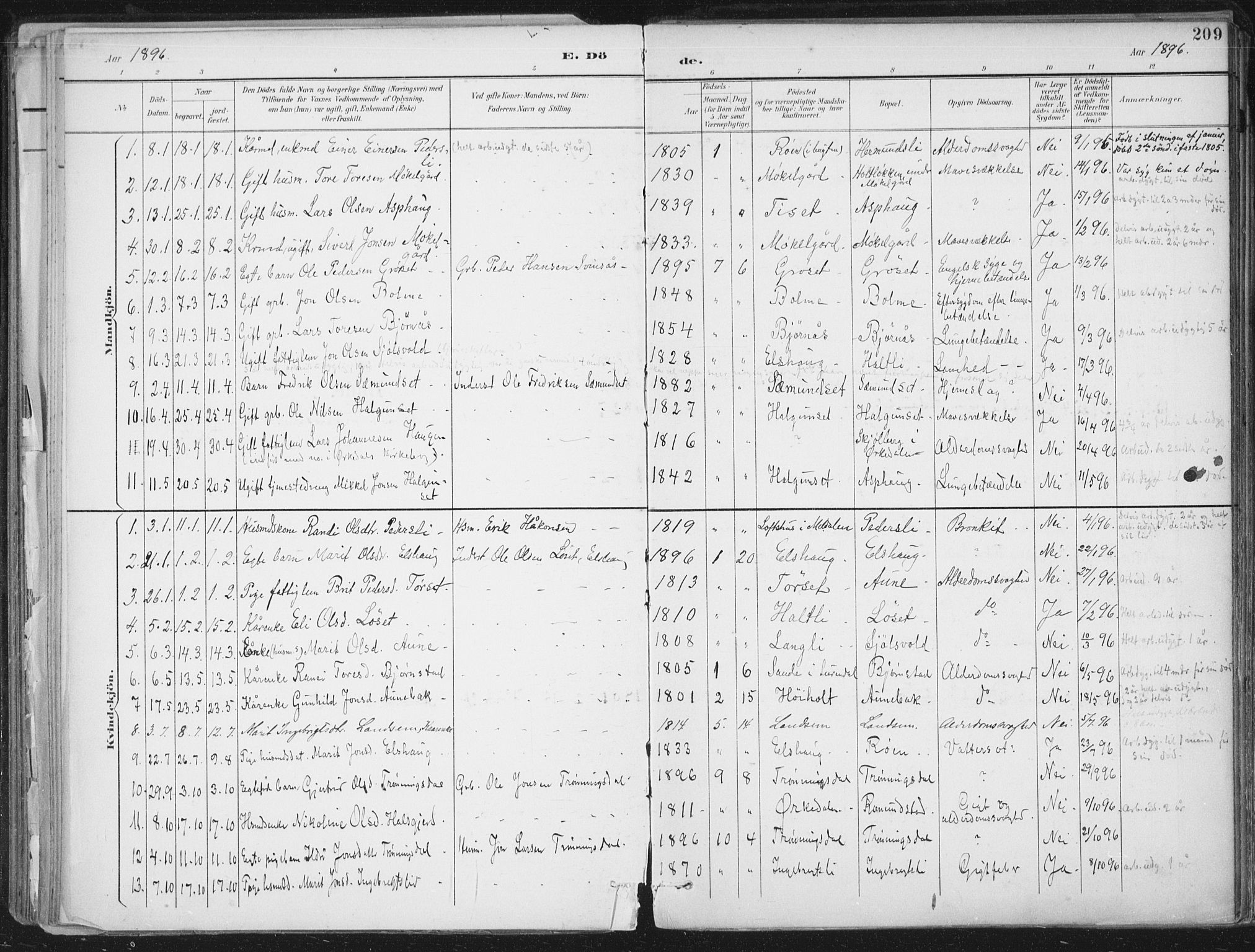 Ministerialprotokoller, klokkerbøker og fødselsregistre - Møre og Romsdal, SAT/A-1454/598/L1072: Parish register (official) no. 598A06, 1896-1910, p. 209