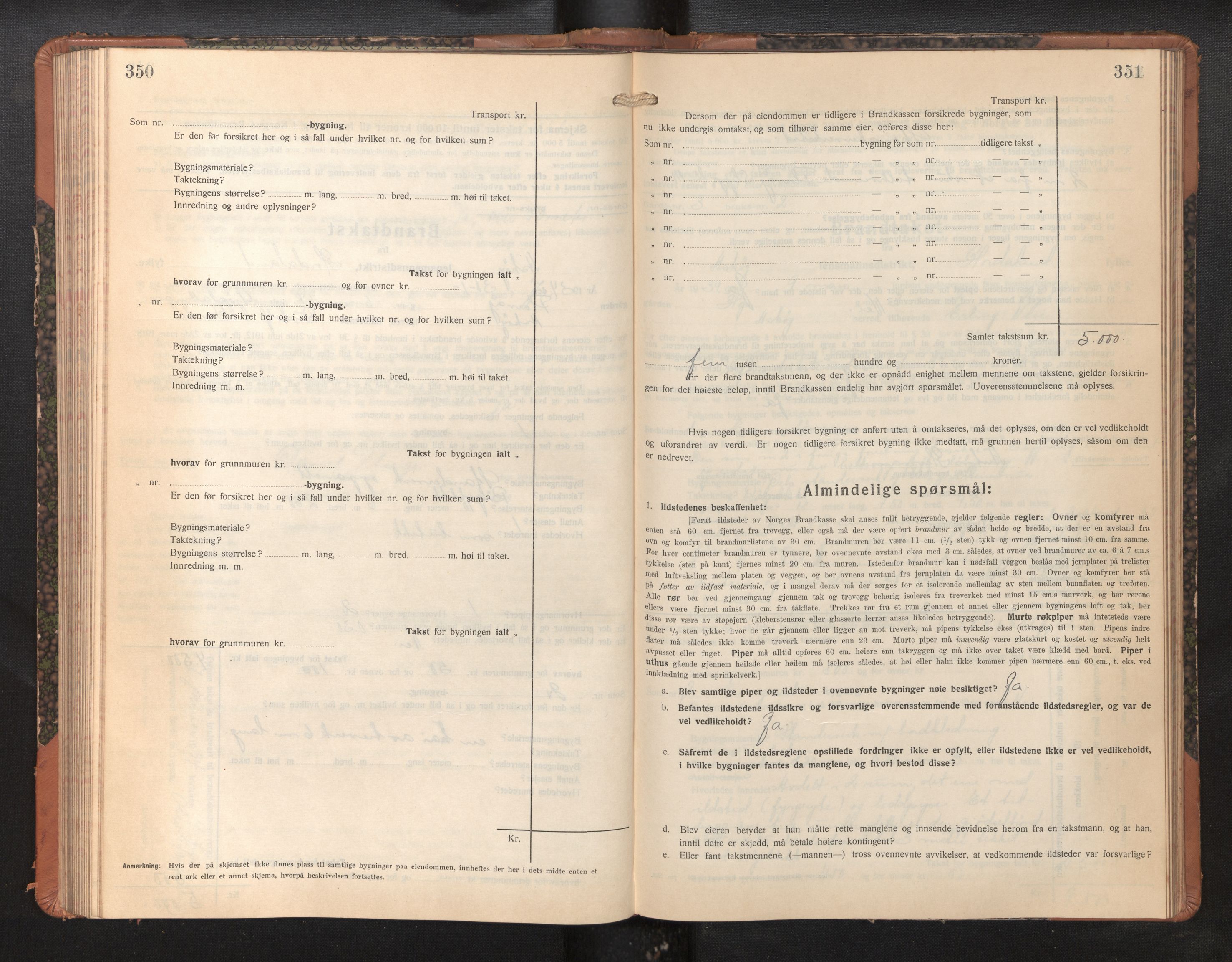 Lensmannen i Askøy, AV/SAB-A-31001/0012/L0009: Branntakstprotokoll, skjematakst, 1927-1934, p. 350-351