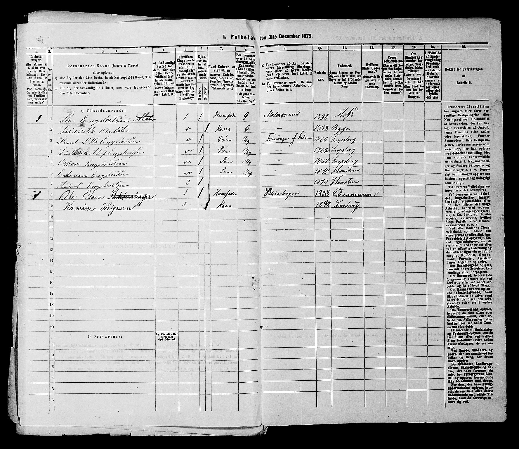 SAKO, 1875 census for 0602 Drammen, 1875, p. 623