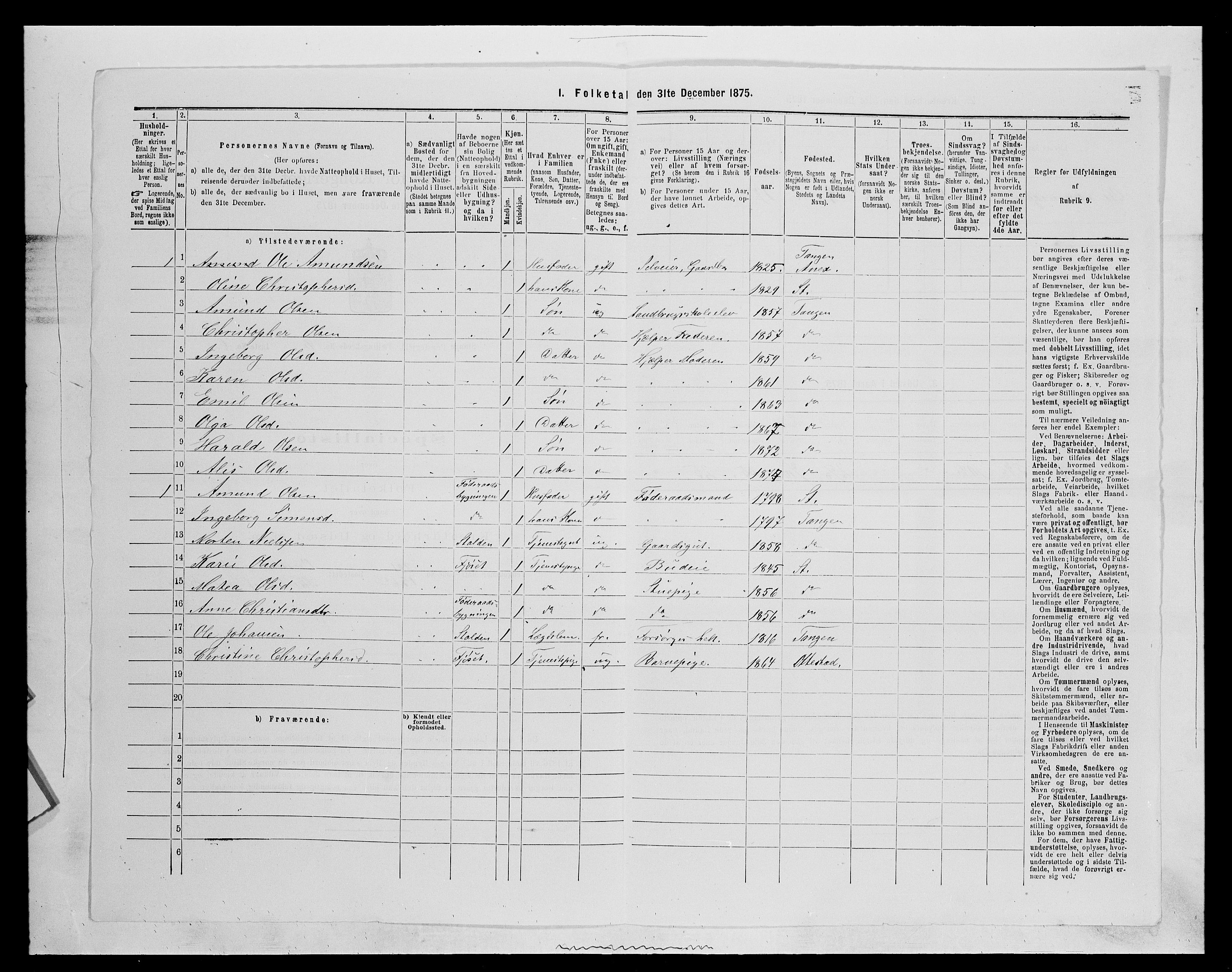 SAH, 1875 census for 0417P Stange, 1875, p. 1432