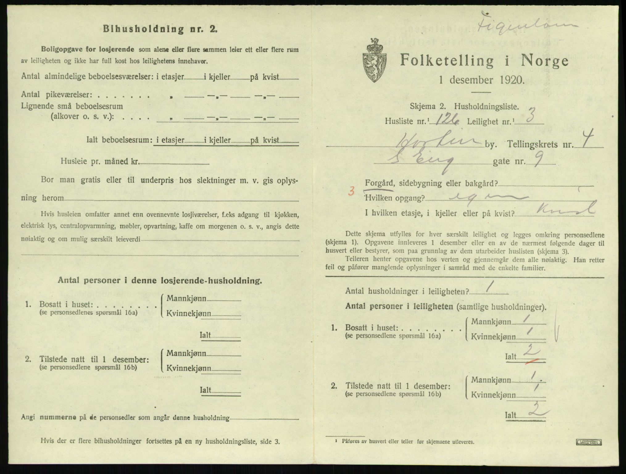 SAKO, 1920 census for Horten, 1920, p. 5477