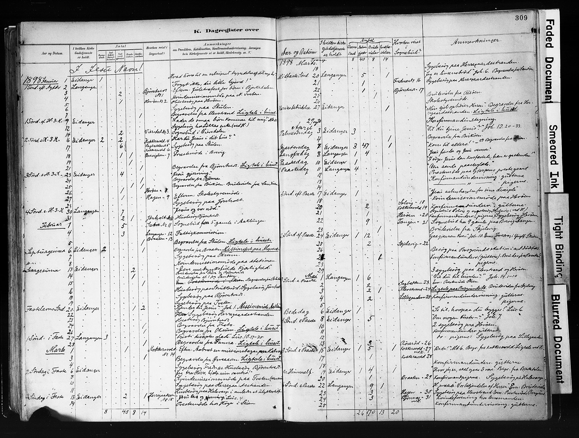 Eidanger kirkebøker, SAKO/A-261/F/Fa/L0012: Parish register (official) no. 12, 1879-1900, p. 309