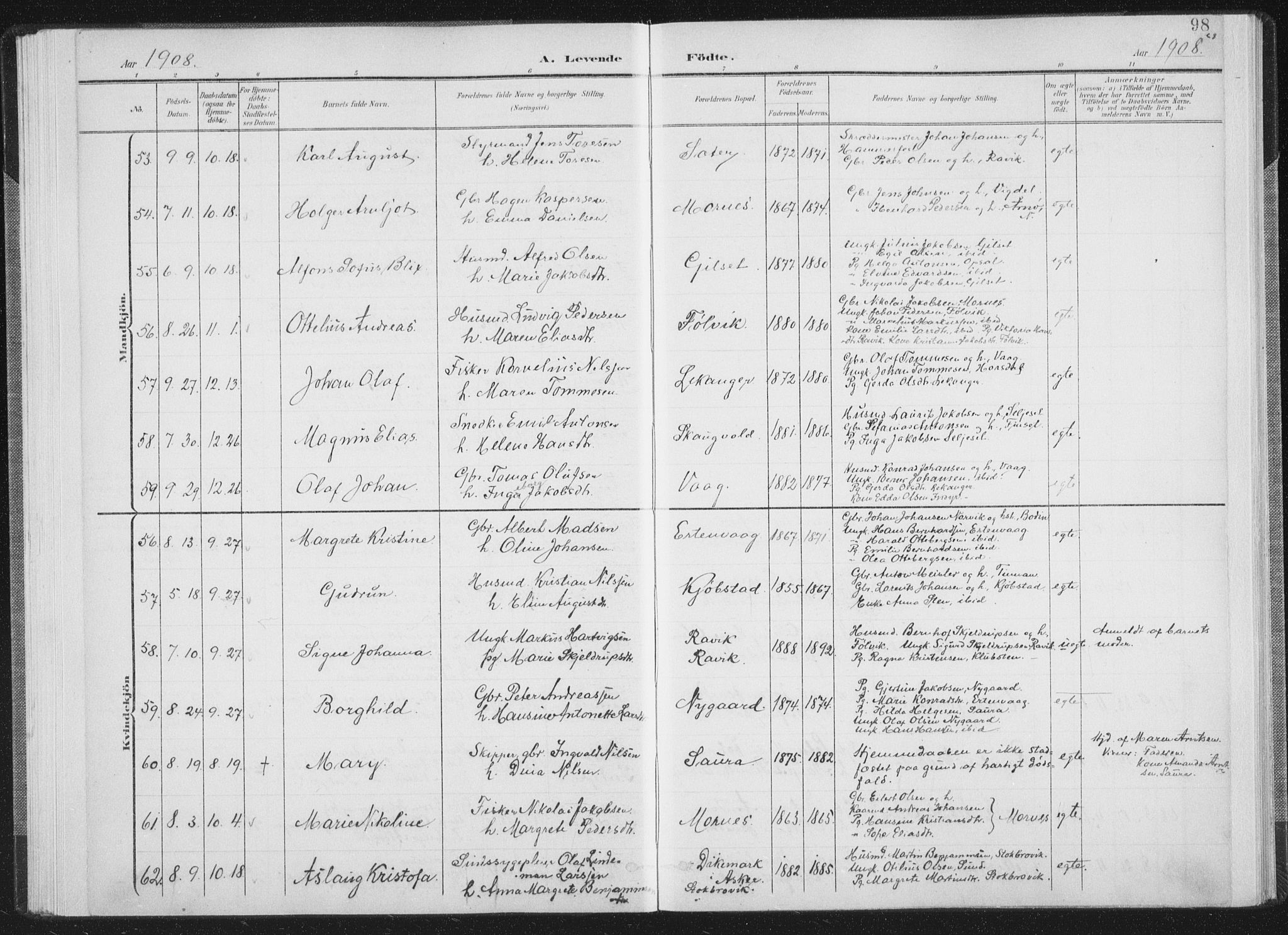 Ministerialprotokoller, klokkerbøker og fødselsregistre - Nordland, SAT/A-1459/805/L0102: Parish register (official) no. 805A08I, 1900-1909, p. 98