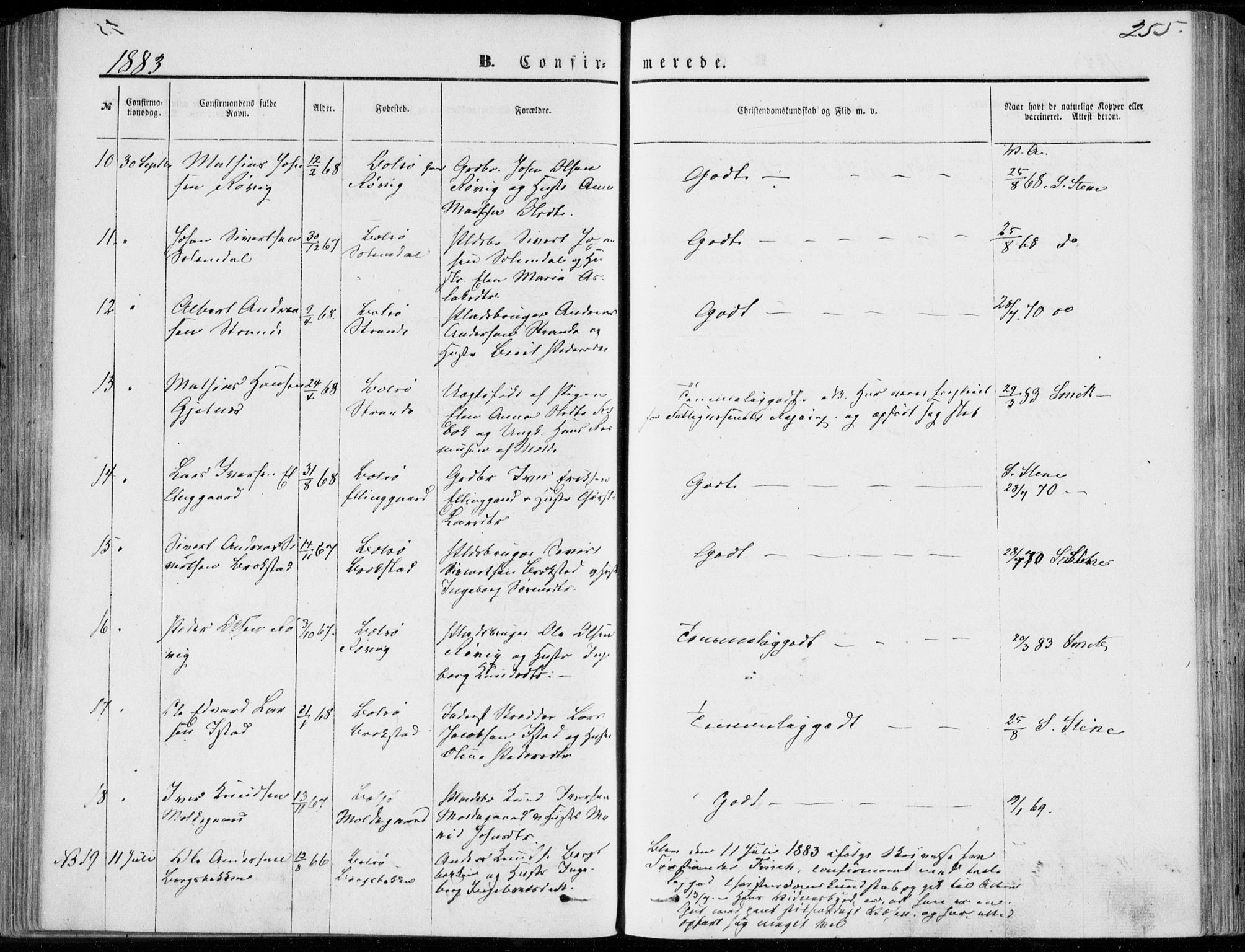 Ministerialprotokoller, klokkerbøker og fødselsregistre - Møre og Romsdal, AV/SAT-A-1454/555/L0655: Parish register (official) no. 555A05, 1869-1886, p. 255