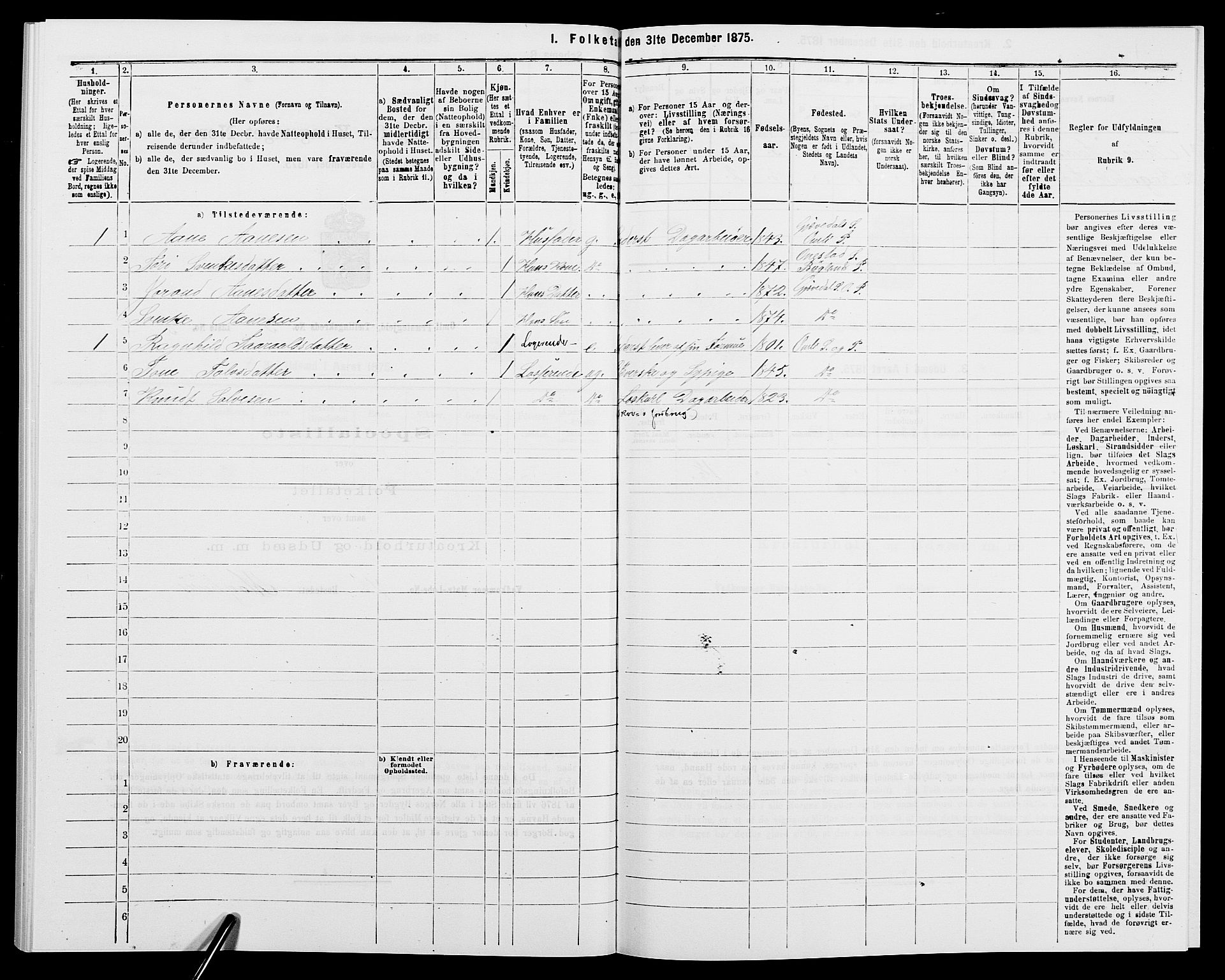 SAK, 1875 census for 0929P Åmli, 1875, p. 248