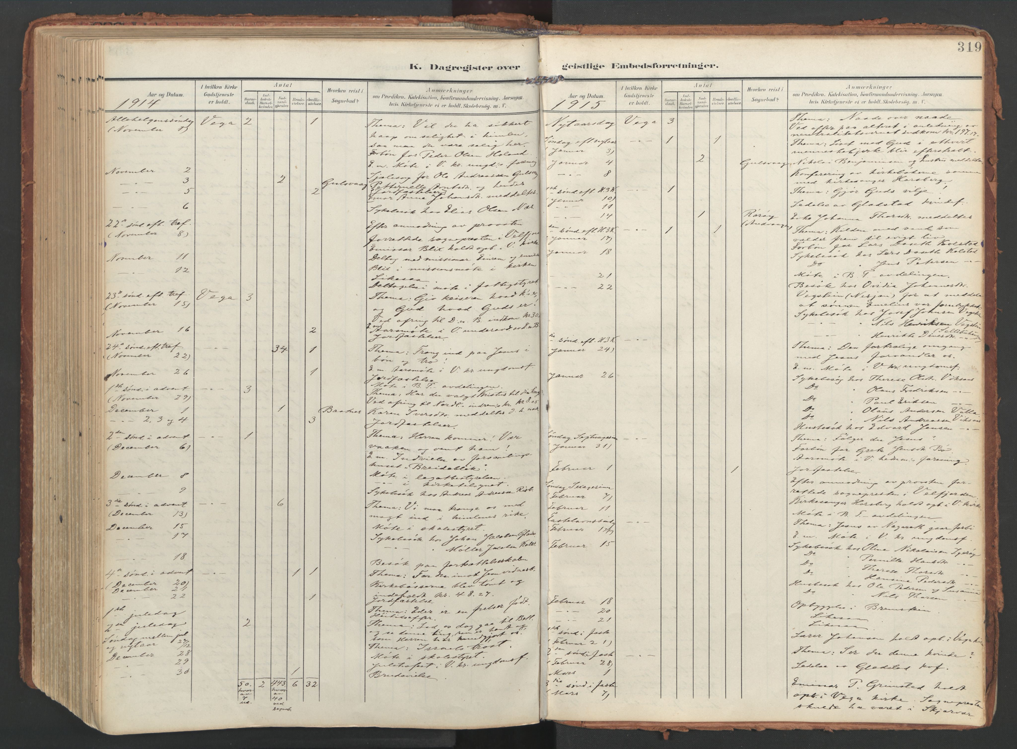 Ministerialprotokoller, klokkerbøker og fødselsregistre - Nordland, AV/SAT-A-1459/816/L0250: Parish register (official) no. 816A16, 1903-1923, p. 319