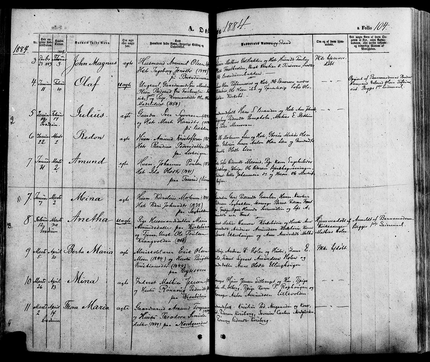 Gausdal prestekontor, SAH/PREST-090/H/Ha/Haa/L0010: Parish register (official) no. 10, 1867-1886, p. 104