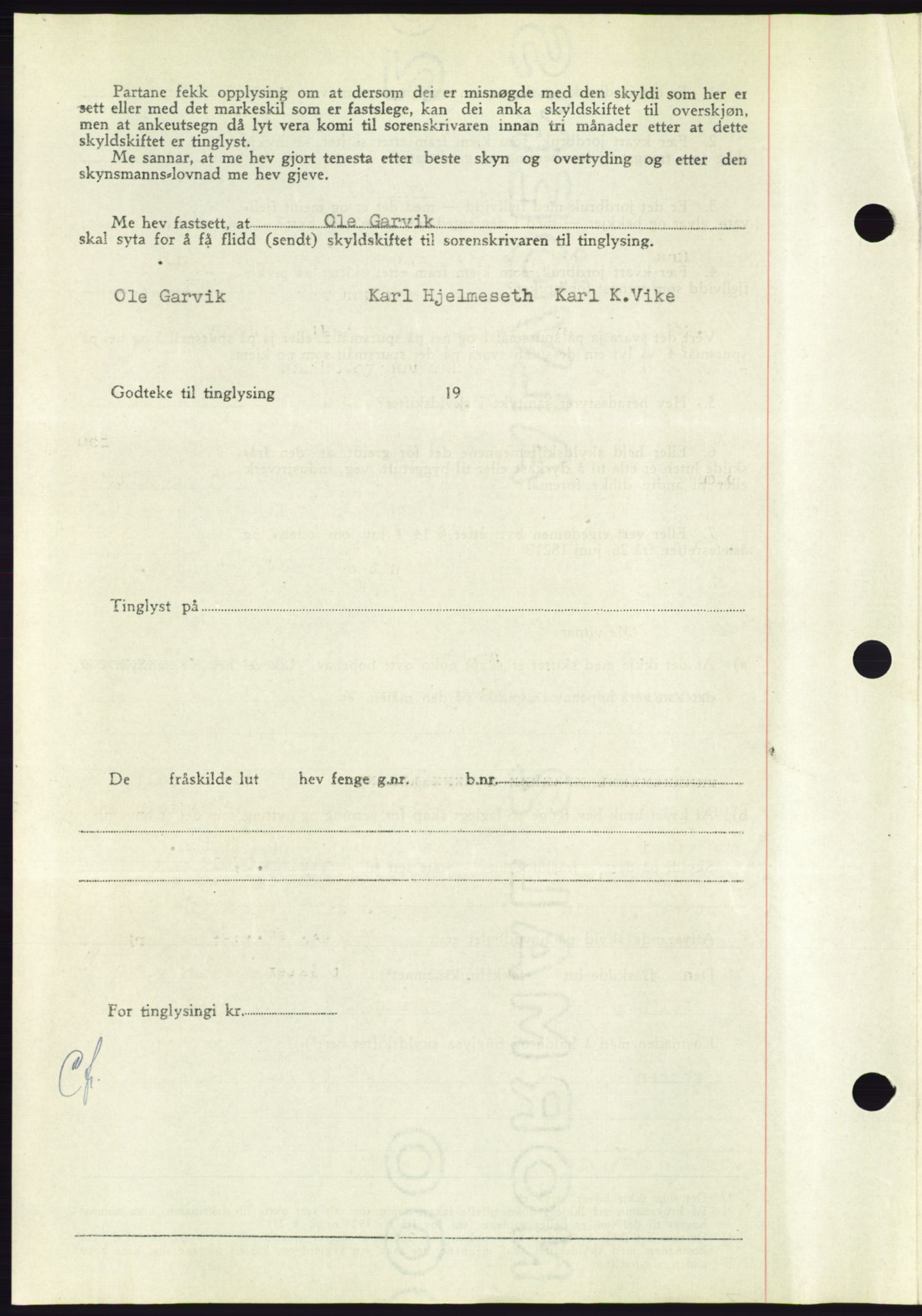 Søre Sunnmøre sorenskriveri, AV/SAT-A-4122/1/2/2C/L0085: Mortgage book no. 11A, 1949-1949, Diary no: : 1325/1949