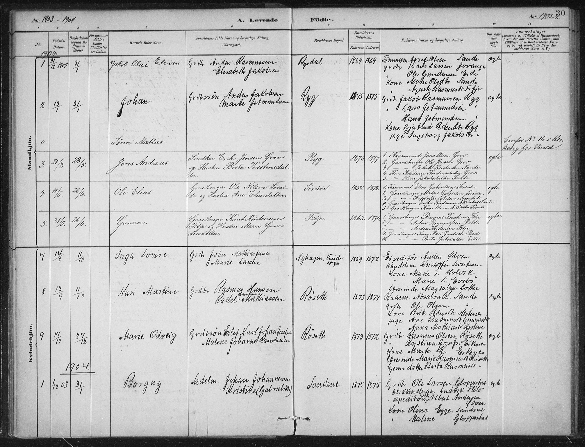 Gloppen sokneprestembete, SAB/A-80101/H/Haa/Haad/L0001: Parish register (official) no. D  1, 1885-1910, p. 30