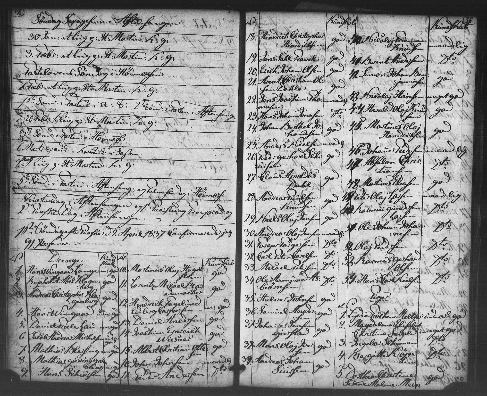 Korskirken sokneprestembete, SAB/A-76101/H/Haa/L0066: Curate's parish register no. A 1, 1826-1843, p. 36