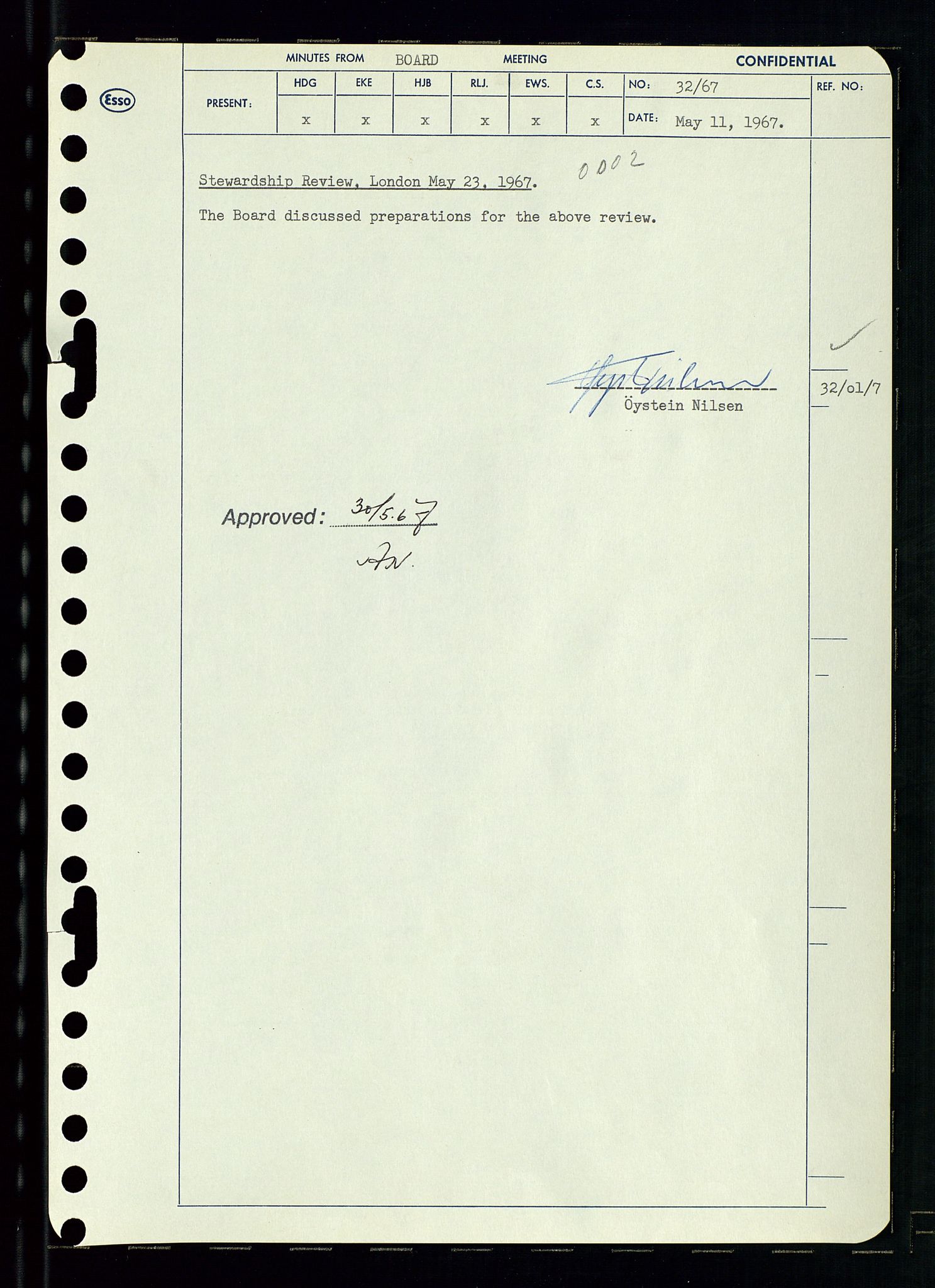 Pa 0982 - Esso Norge A/S, AV/SAST-A-100448/A/Aa/L0002/0003: Den administrerende direksjon Board minutes (styrereferater) / Den administrerende direksjon Board minutes (styrereferater), 1967, p. 64