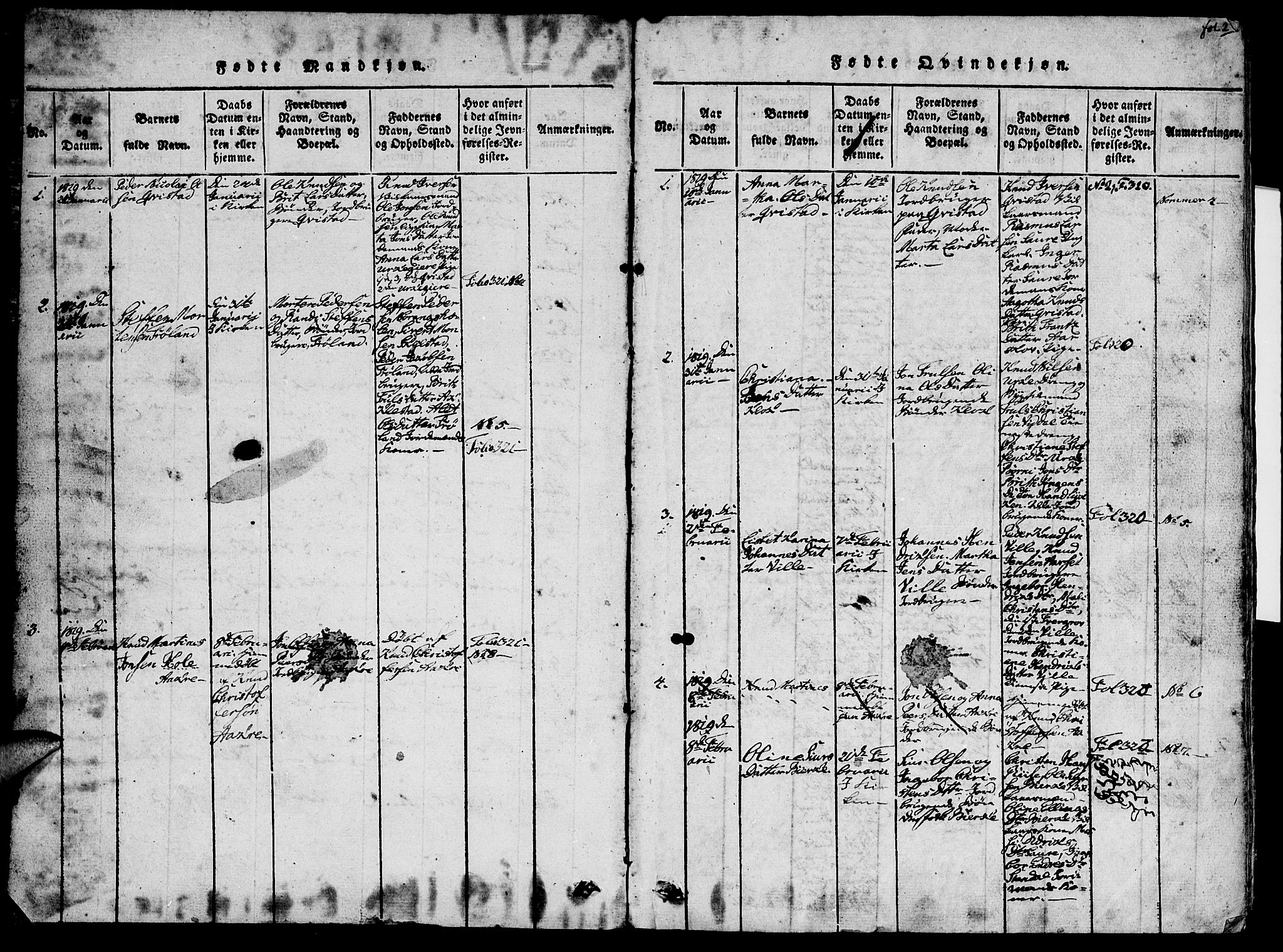 Ministerialprotokoller, klokkerbøker og fødselsregistre - Møre og Romsdal, AV/SAT-A-1454/515/L0207: Parish register (official) no. 515A03, 1819-1829, p. 2