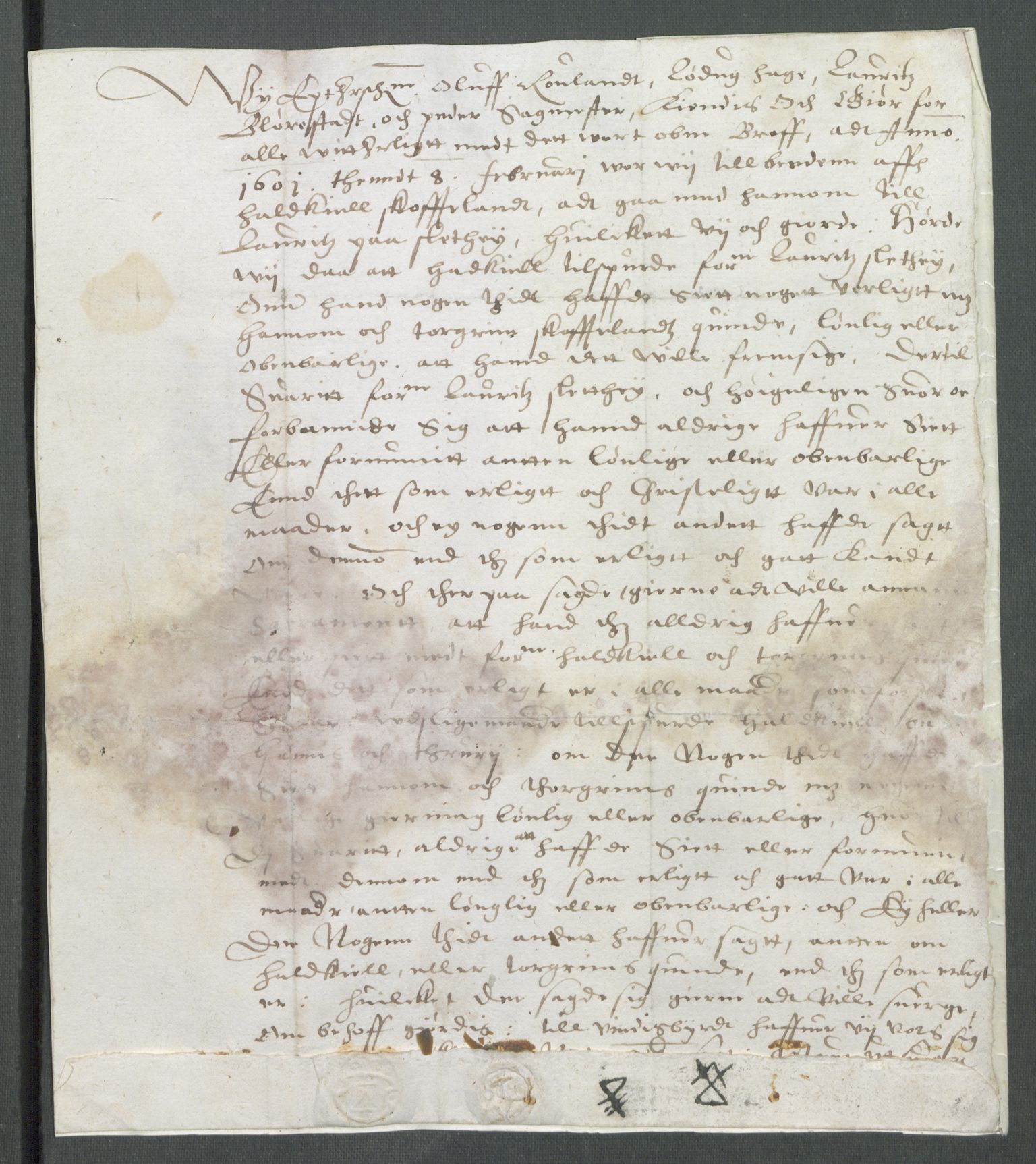 Riksarkivets diplomsamling, AV/RA-EA-5965/F02/L0110: Dokumenter, 1601, p. 4