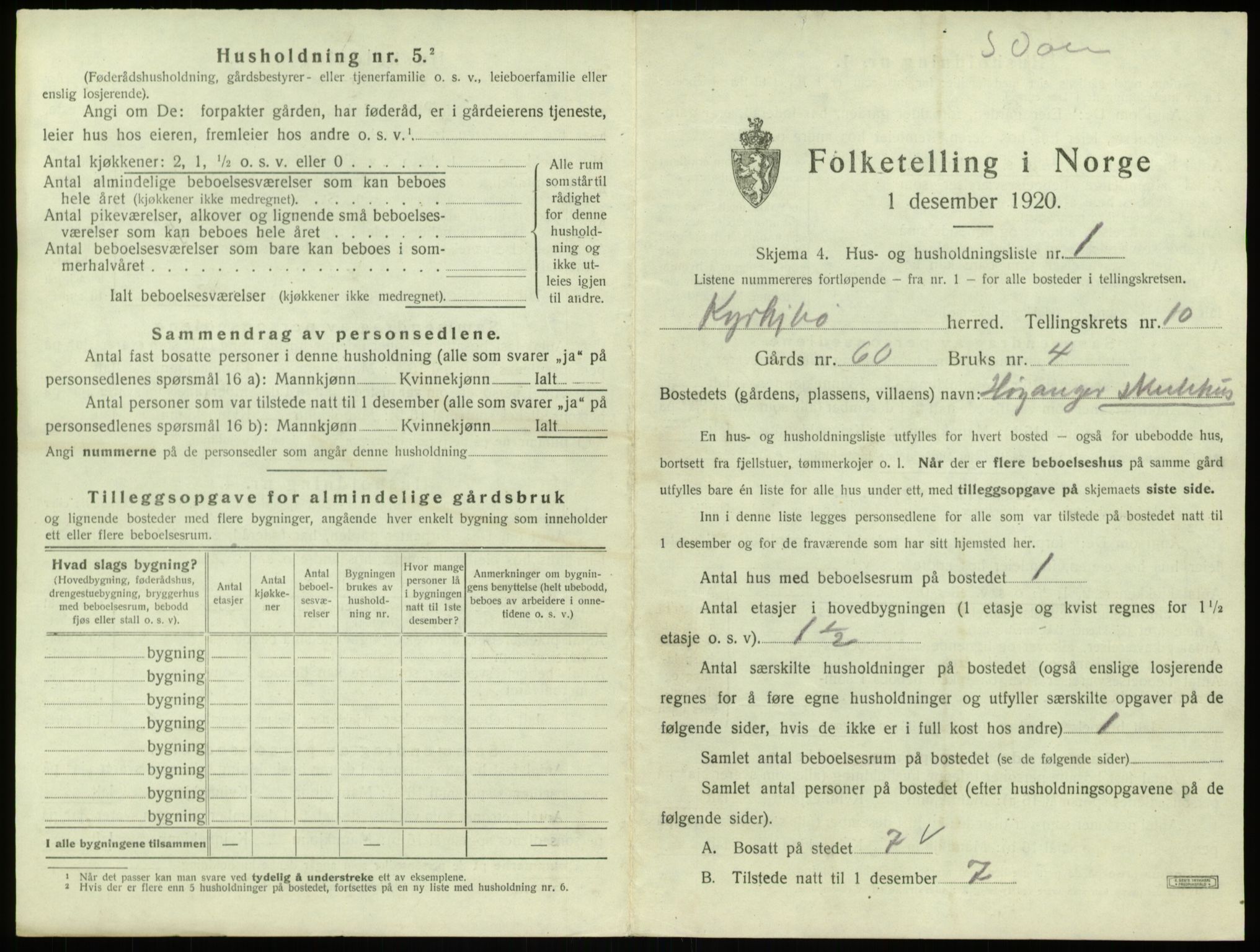 SAB, 1920 census for Kyrkjebø, 1920, p. 672