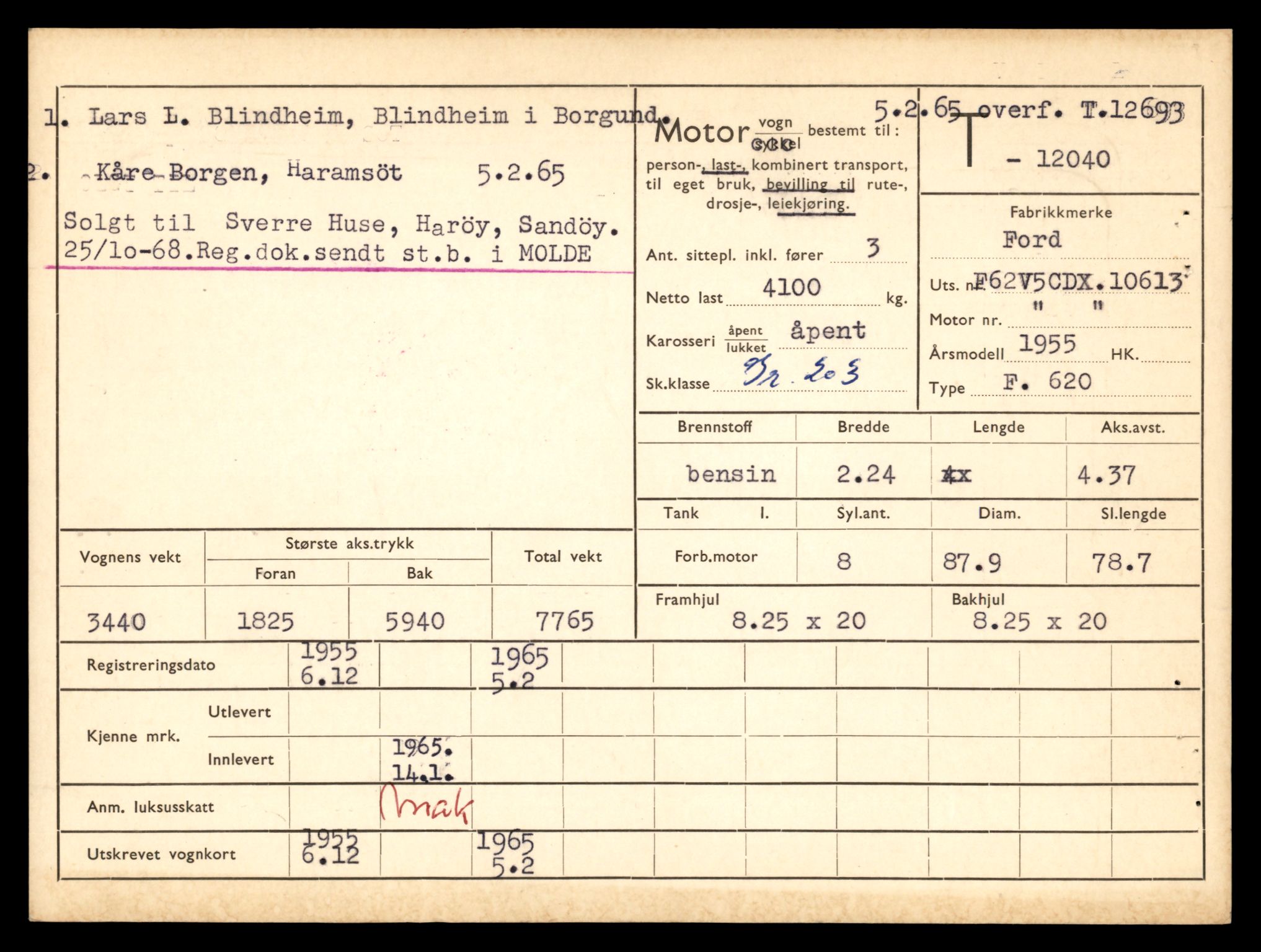 Møre og Romsdal vegkontor - Ålesund trafikkstasjon, AV/SAT-A-4099/F/Fe/L0035: Registreringskort for kjøretøy T 12653 - T 12829, 1927-1998, p. 787